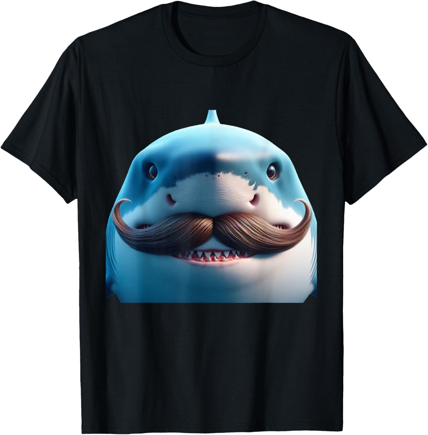 Stupid Mustache Shark for Animals and Marine Fish Lovers T-Shirt - T-Shirt | Black