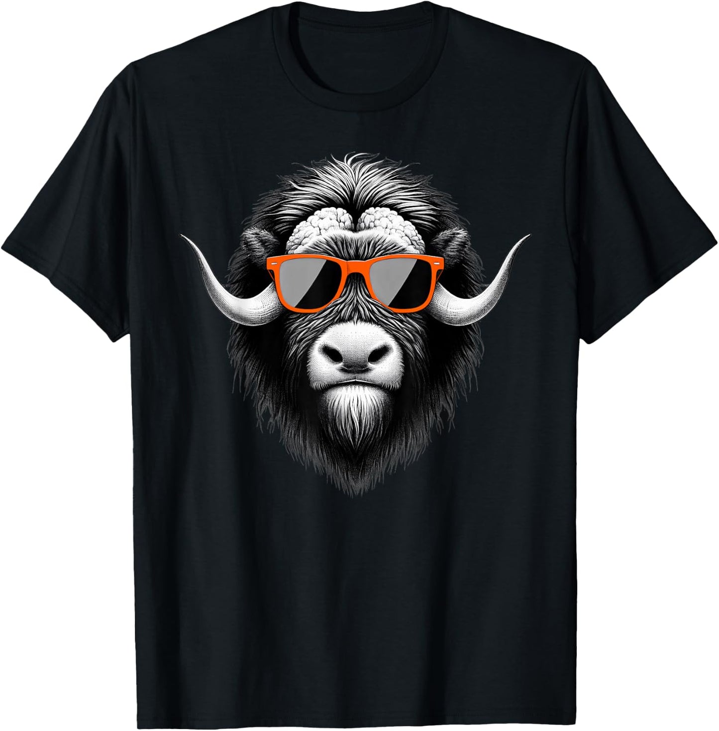 Cool Musk Ox Wearing Sunglasses Graphic Art T-Shirt - T-Shirt | Black
