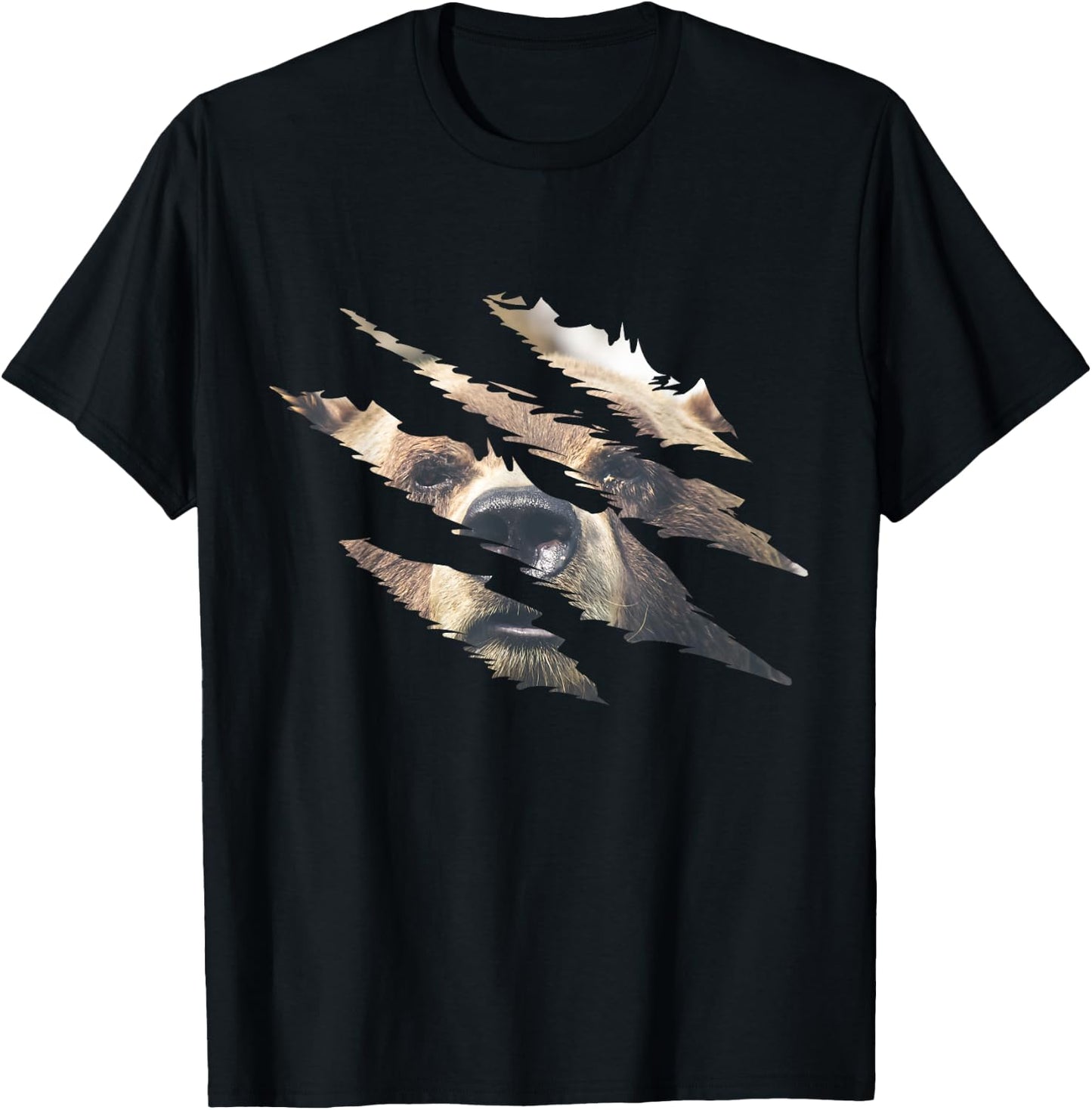 Grizzly Bear Head Claw Effect Bear Slash Claw Bear Lover T-Shirt - T-Shirt | Black