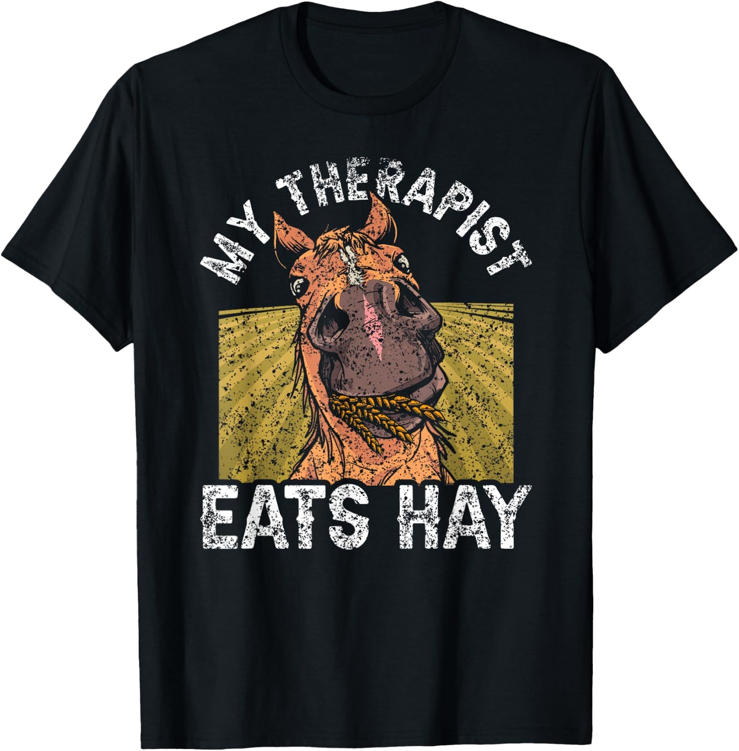 My Therapist Eats Hay Riding Rider Lover Horse Equestrian T-Shirt - T-Shirt | Black
