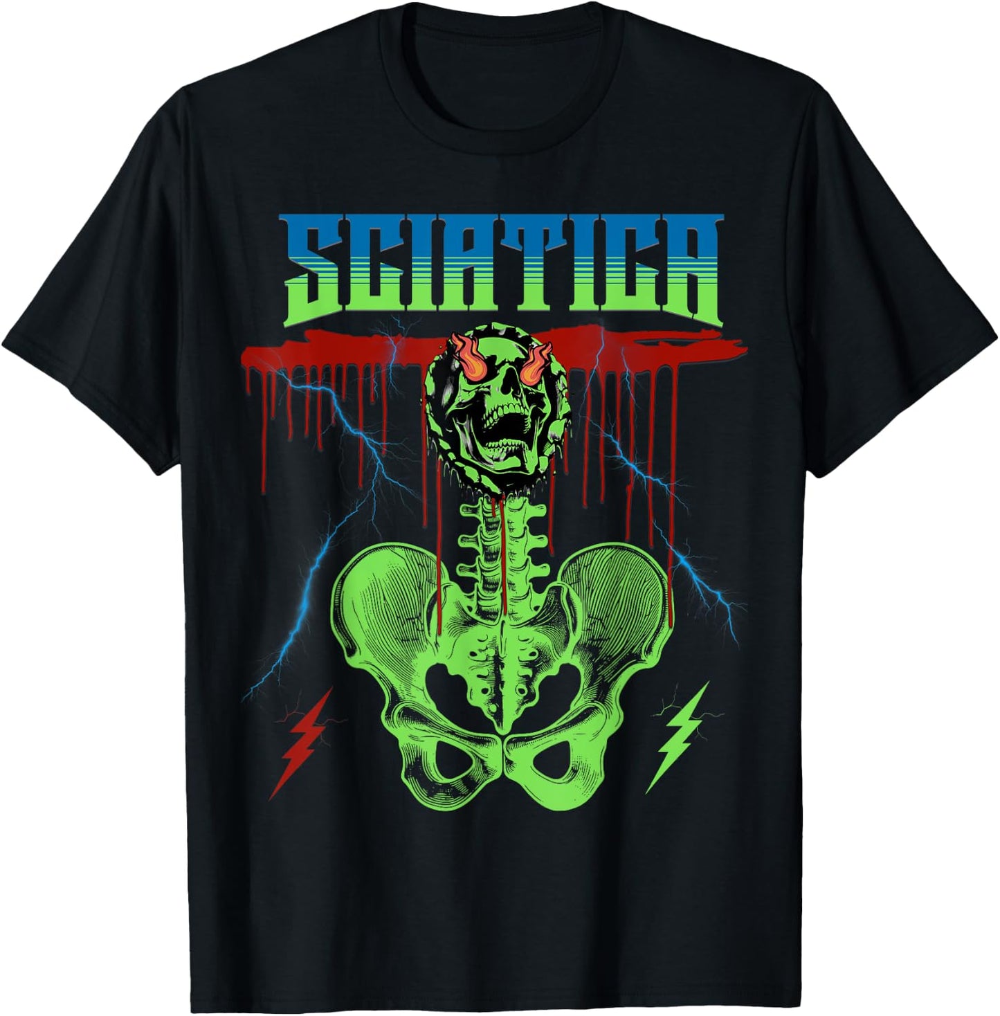 Sciatica Rock Music Band Concert Punk Skull Rocker T-Shirt - T-Shirt | Black