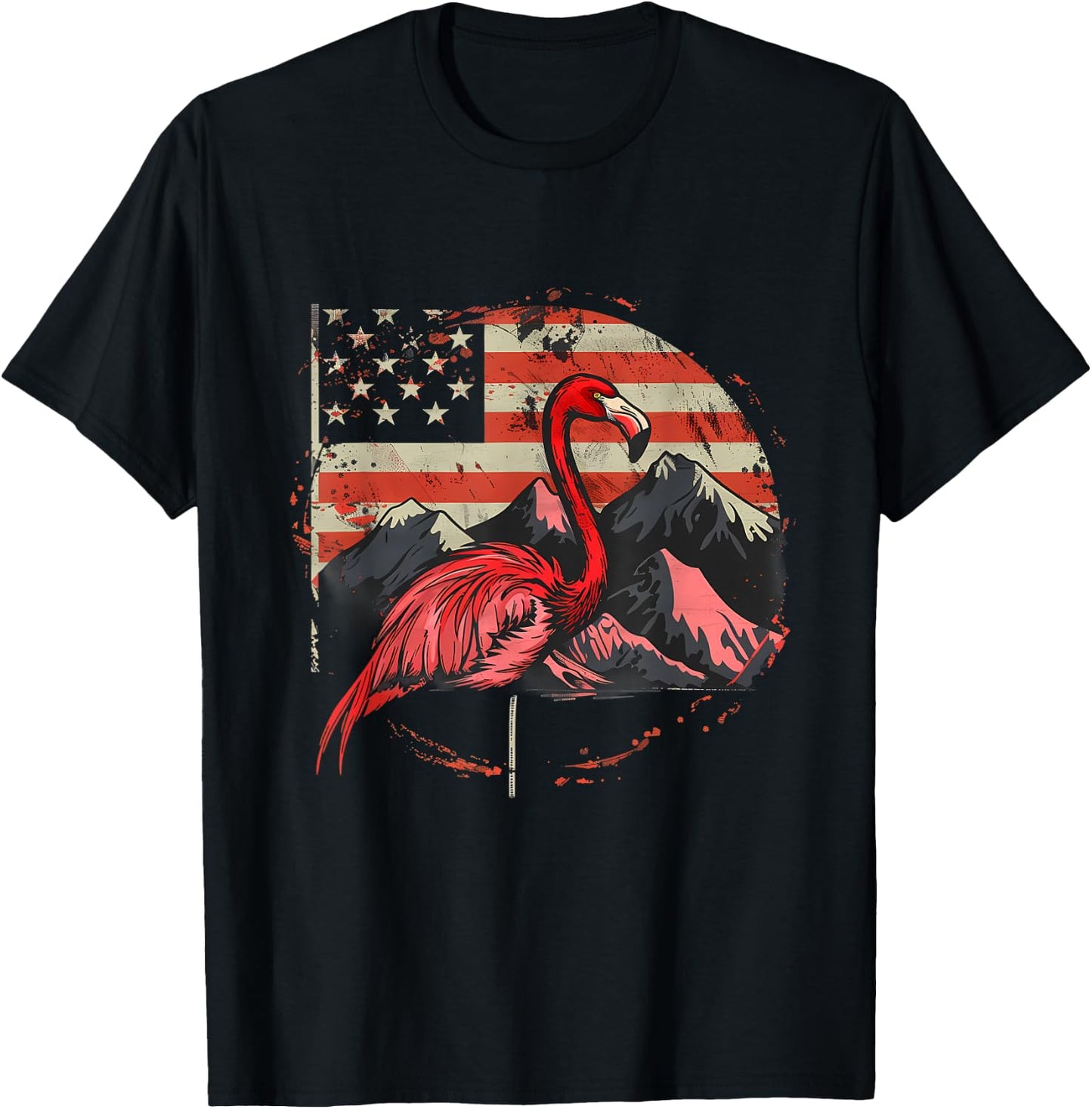 4th Of July American Flag Flamingo Fourth Of July USA T-Shirt - T-Shirt | Black