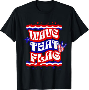 Hippie 4th of July Wave that Flag USA Independence Day Kids Men T-Shirt - T-Shirt | Black