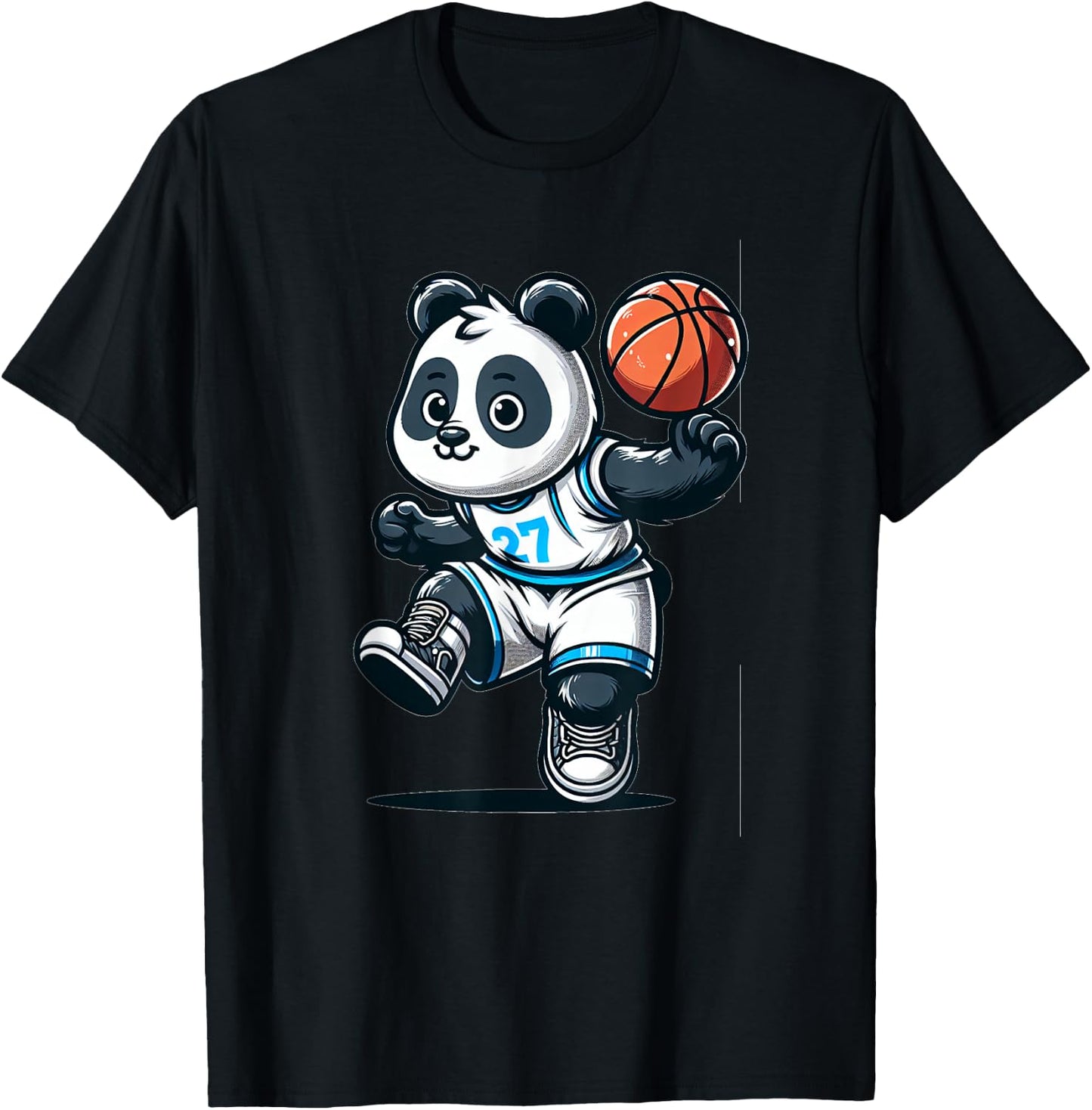 Cute Basketball Player Panda T-Shirt - T-Shirt | Black