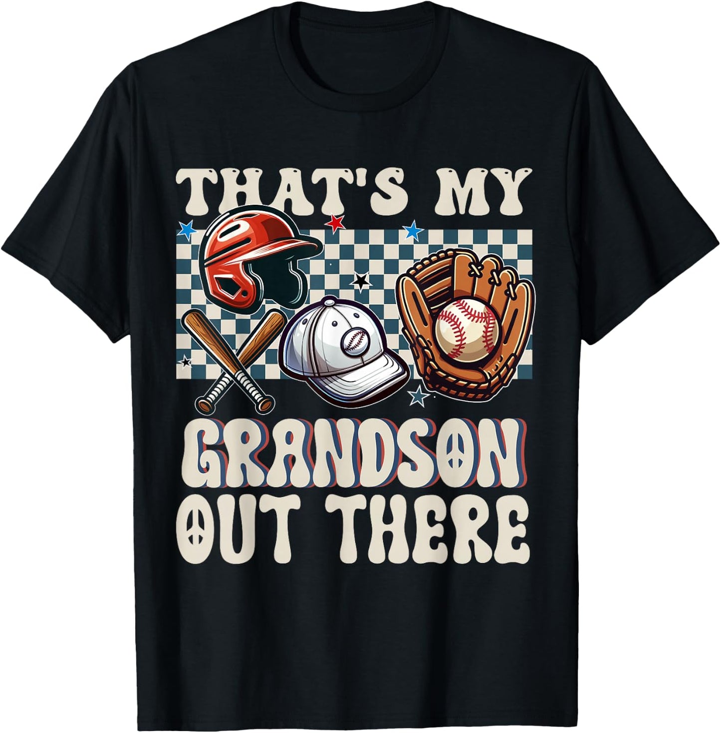 That's My Grandson Out There Baseball For Grandpa Grandma T-Shirt - T-Shirt | Black