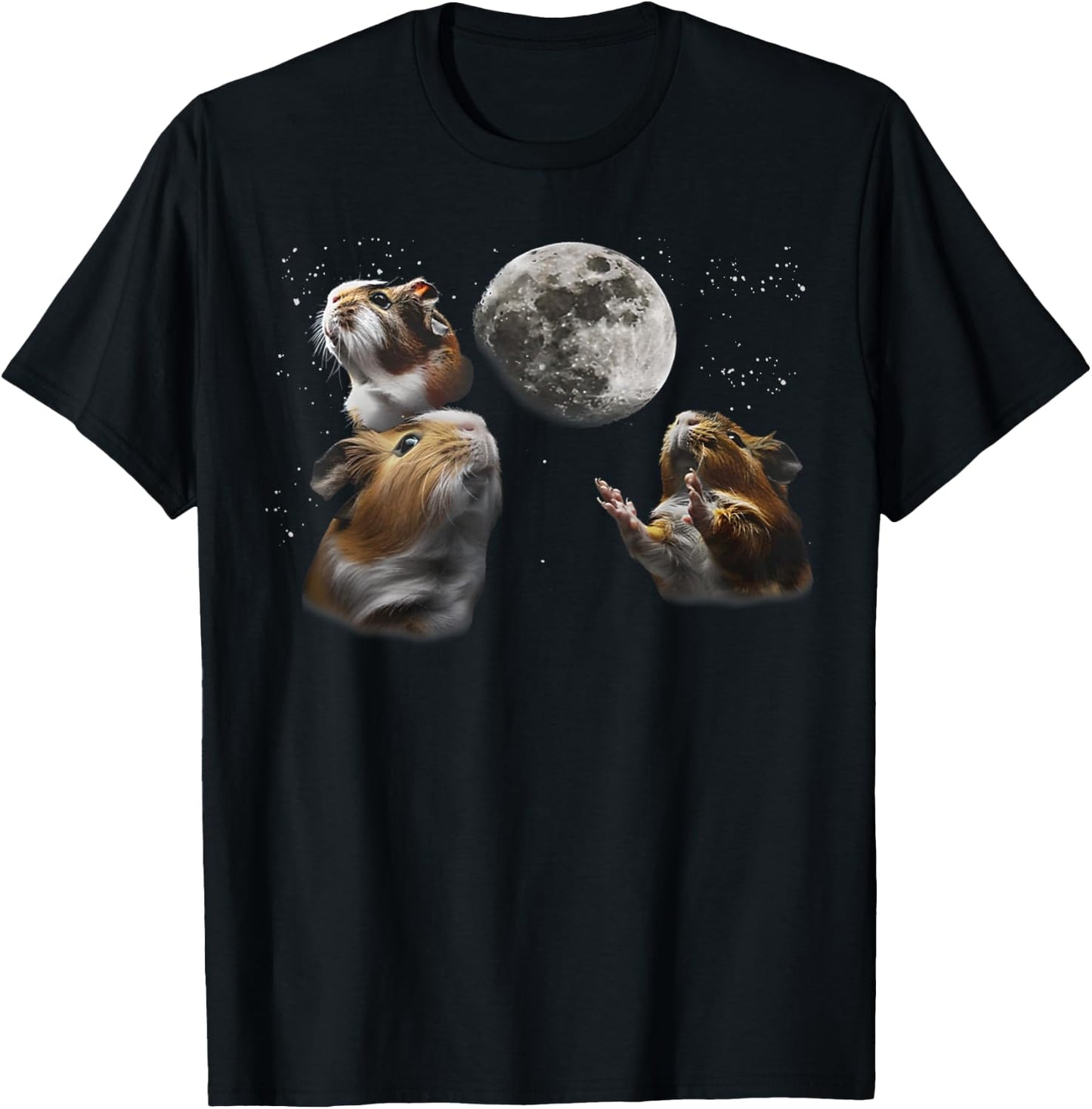 3 Guinea Pigs Moon Howling Funny Rodent , Women, Kid T-Shirt - T-Shirt | Black