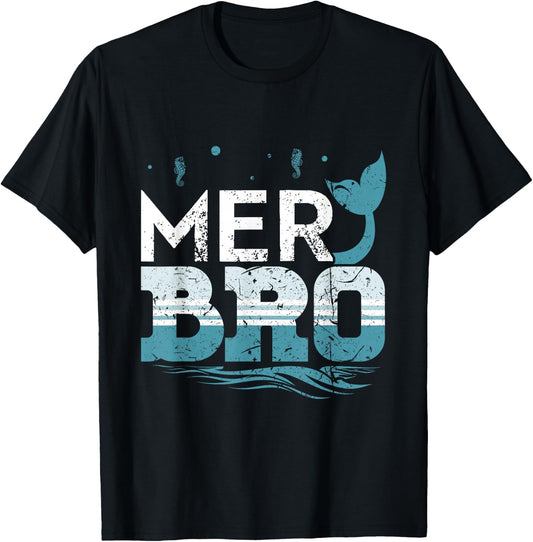 Merbro Brother of a Mermaid Boy and Toddlers Kids Merman T-Shirt - T-Shirt | Black