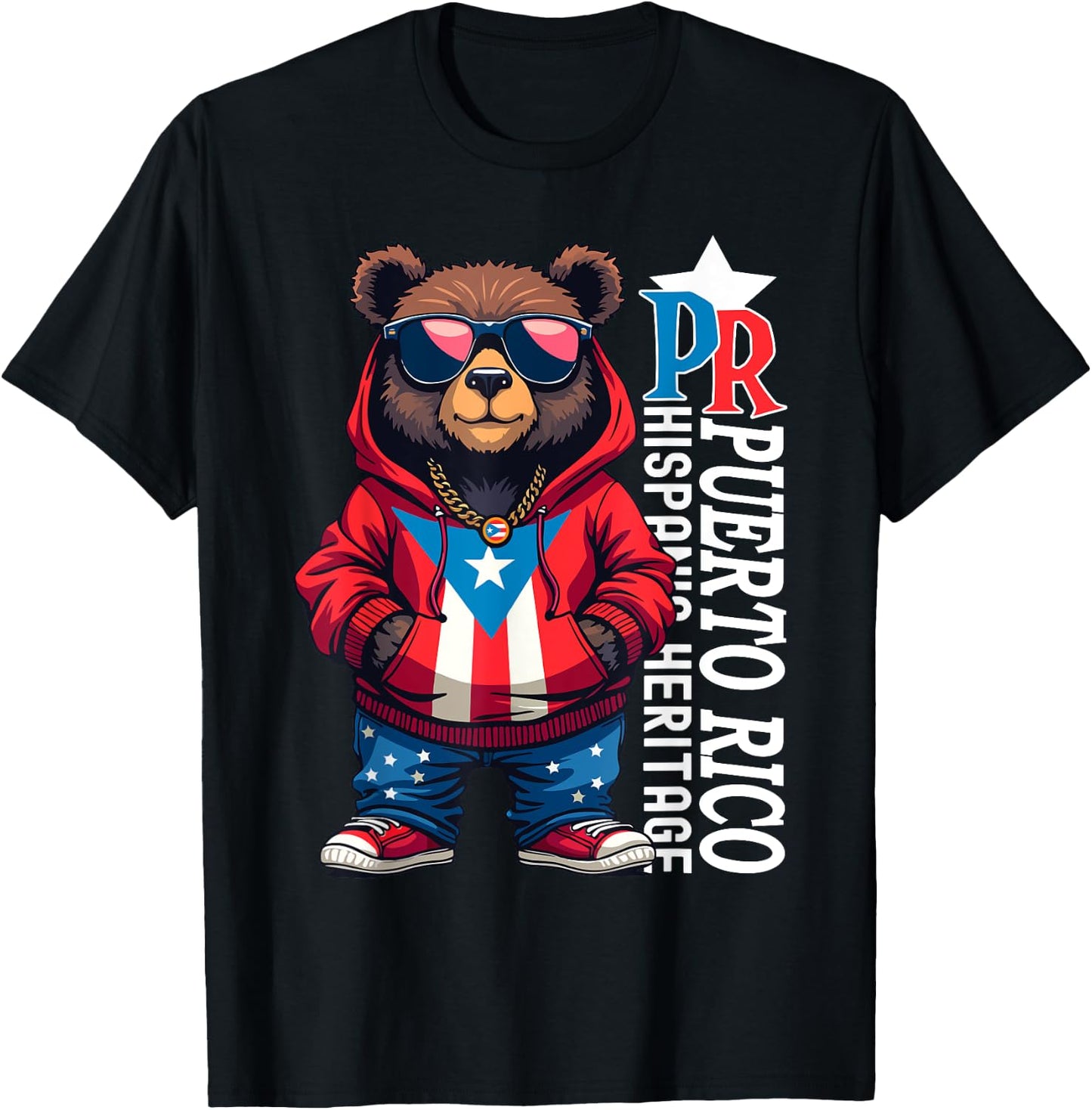 Cute Teddy Bear Puerto Rico Flag Boricua Puerto Rican Kids T-Shirt - T-Shirt | Black