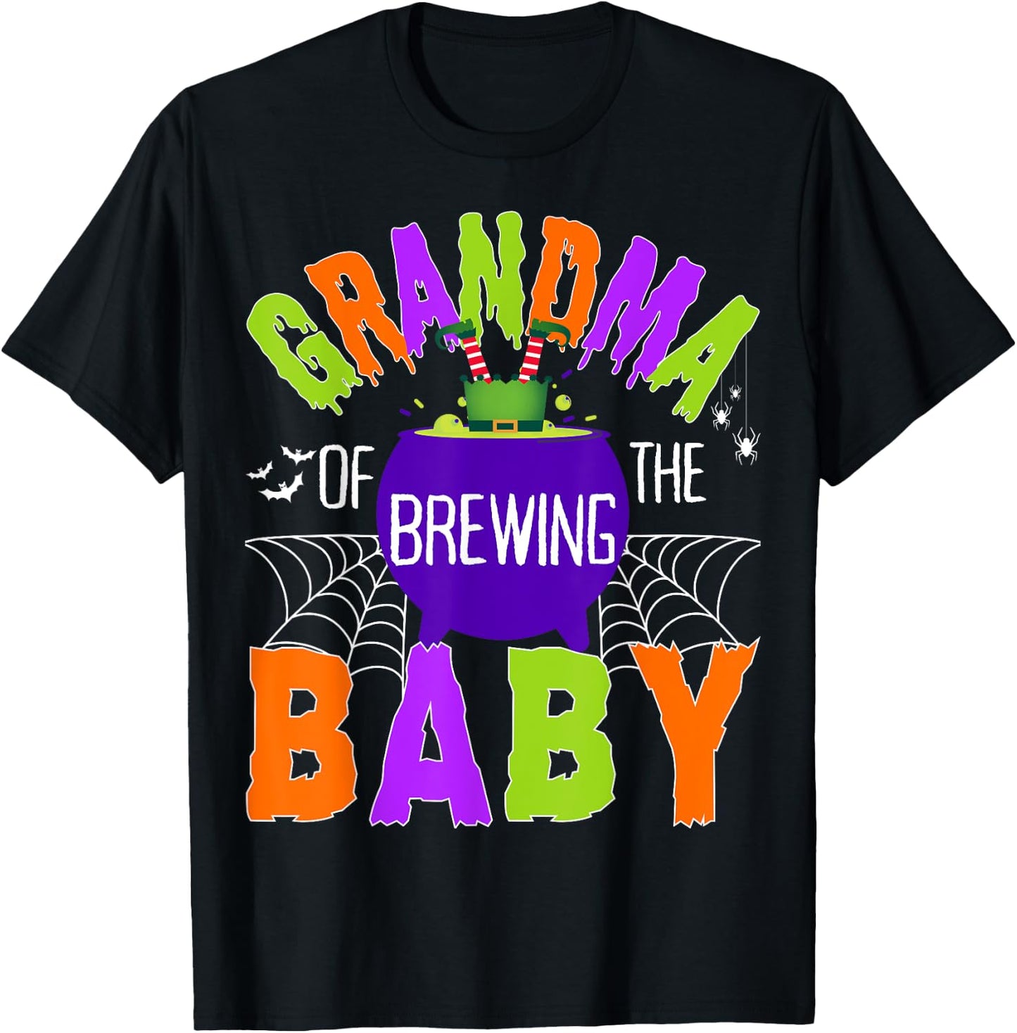 Grandma of Brewing Baby Halloween Theme Baby Shower Spooky T-Shirt - T-Shirt | Black