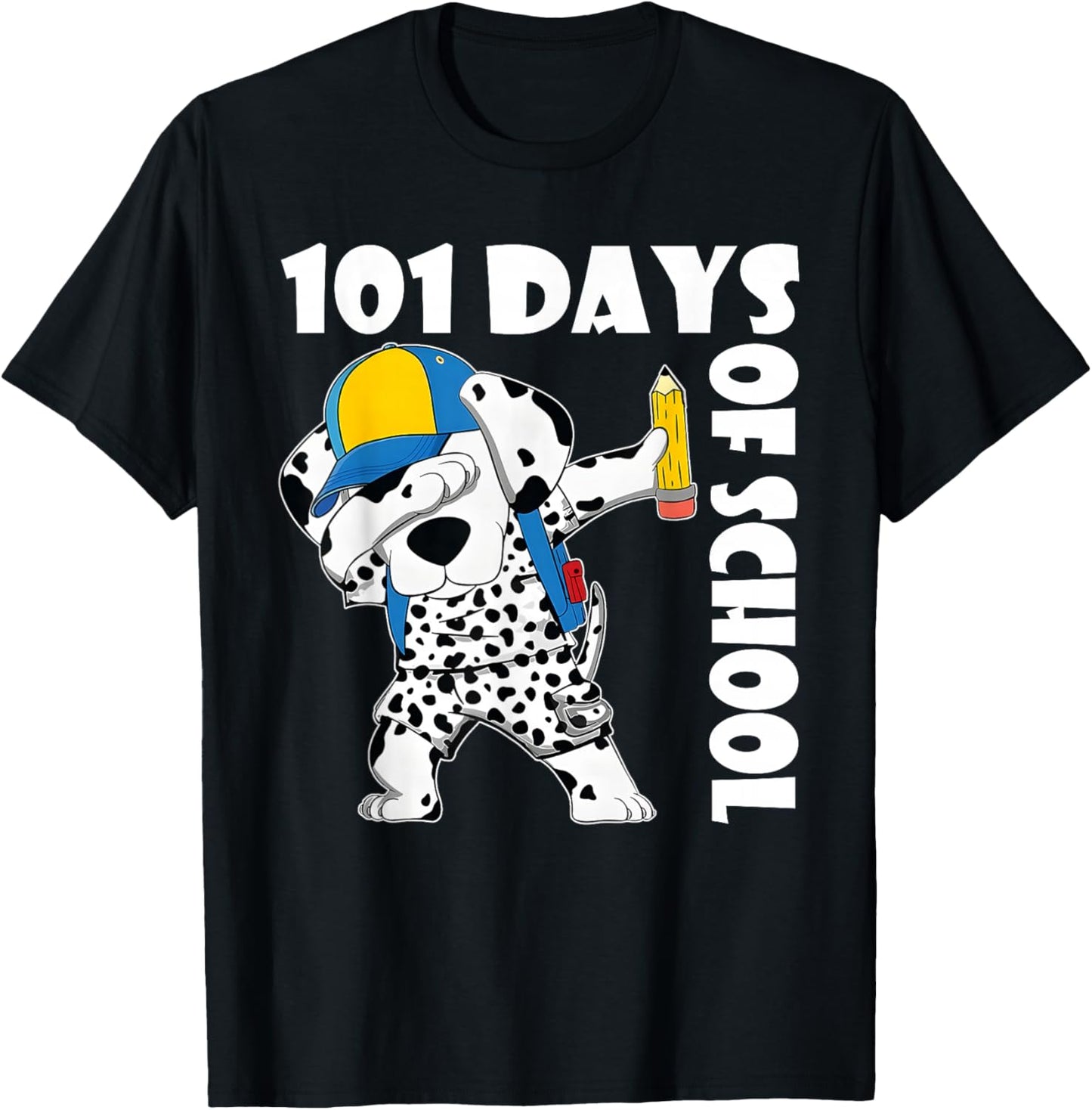 Happy 101 Days School Cute Dog 100 Days Dab Teacher Student T-Shirt - T-Shirt | Black