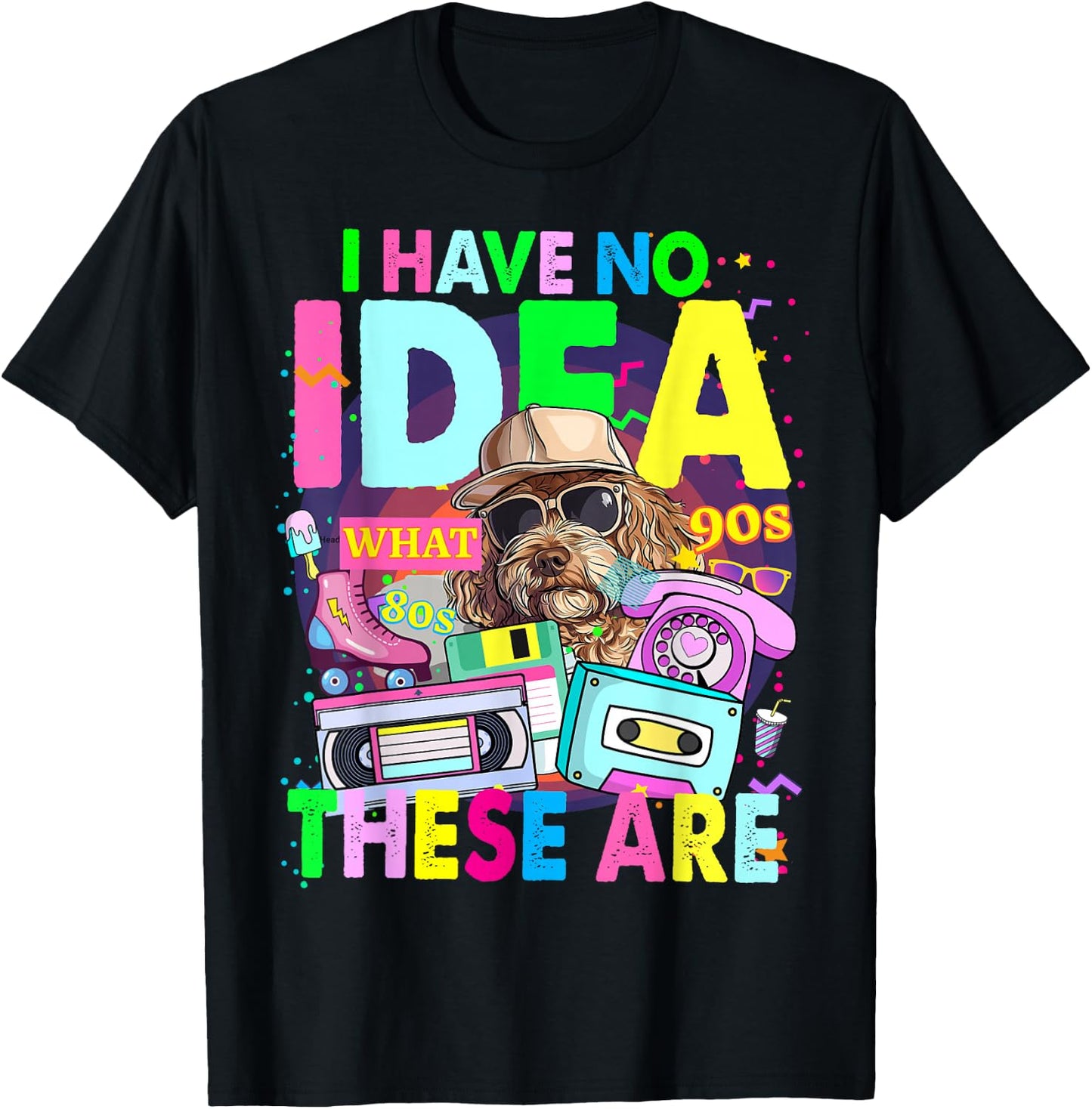 1980s Decade Outfit Idea for Kids & Novelty Girls 90s Themed T-Shirt - T-Shirt | Black