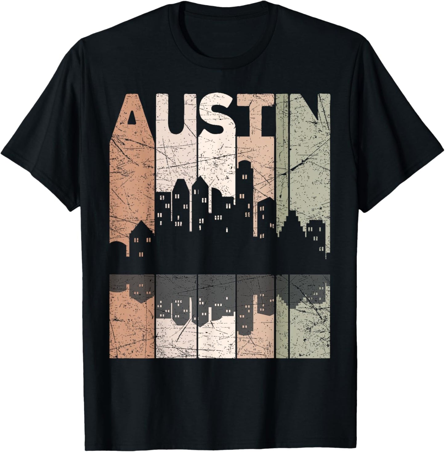 Austin Vintage Austin Texas Retro Austin Skyline T-Shirt - T-Shirt | Black
