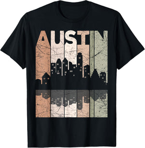 Austin Vintage Austin Texas Retro Austin Skyline T-Shirt - T-Shirt | Black