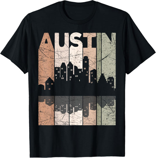 Austin Vintage Austin Texas Retro Austin Skyline T-Shirt - T-Shirt | Black