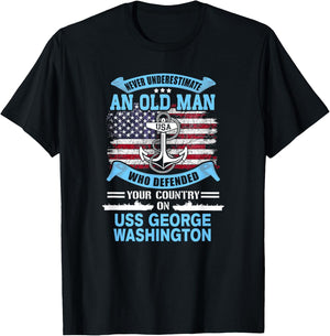 Never Underestimate USS George Washington CVN-73 Veteran T-Shirt - T-Shirt | Black