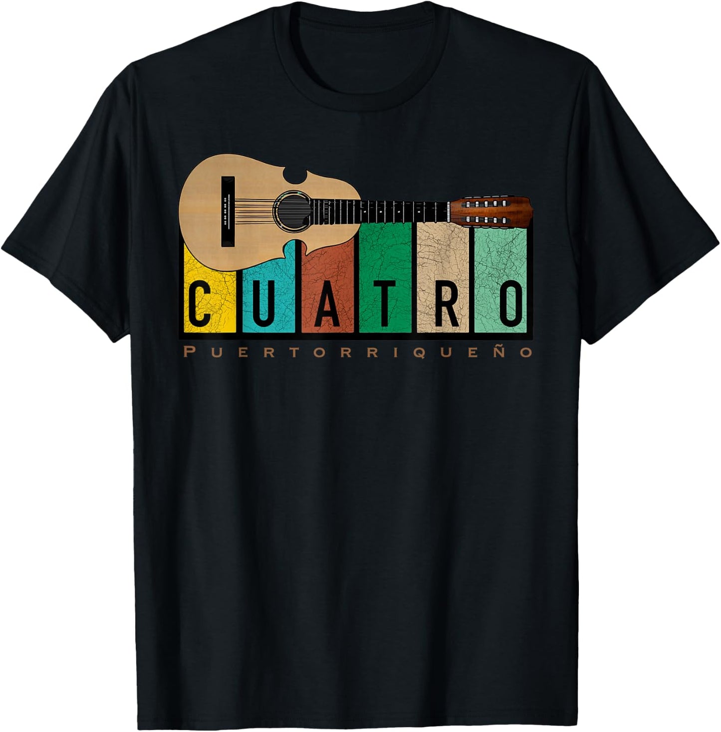 Puerto Rican Cuatro Boricua Guitar T-Shirt - T-Shirt | Black