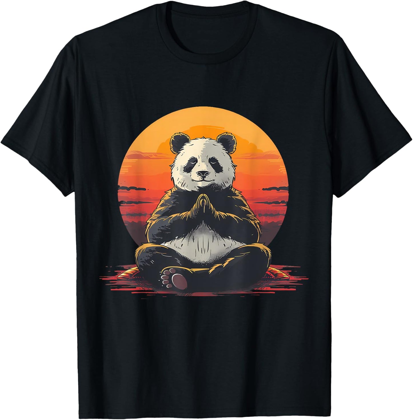Meditation Bear Zen Buddha Hindu Buddhist Sunset Yoga T-Shirt - T-Shirt | Black