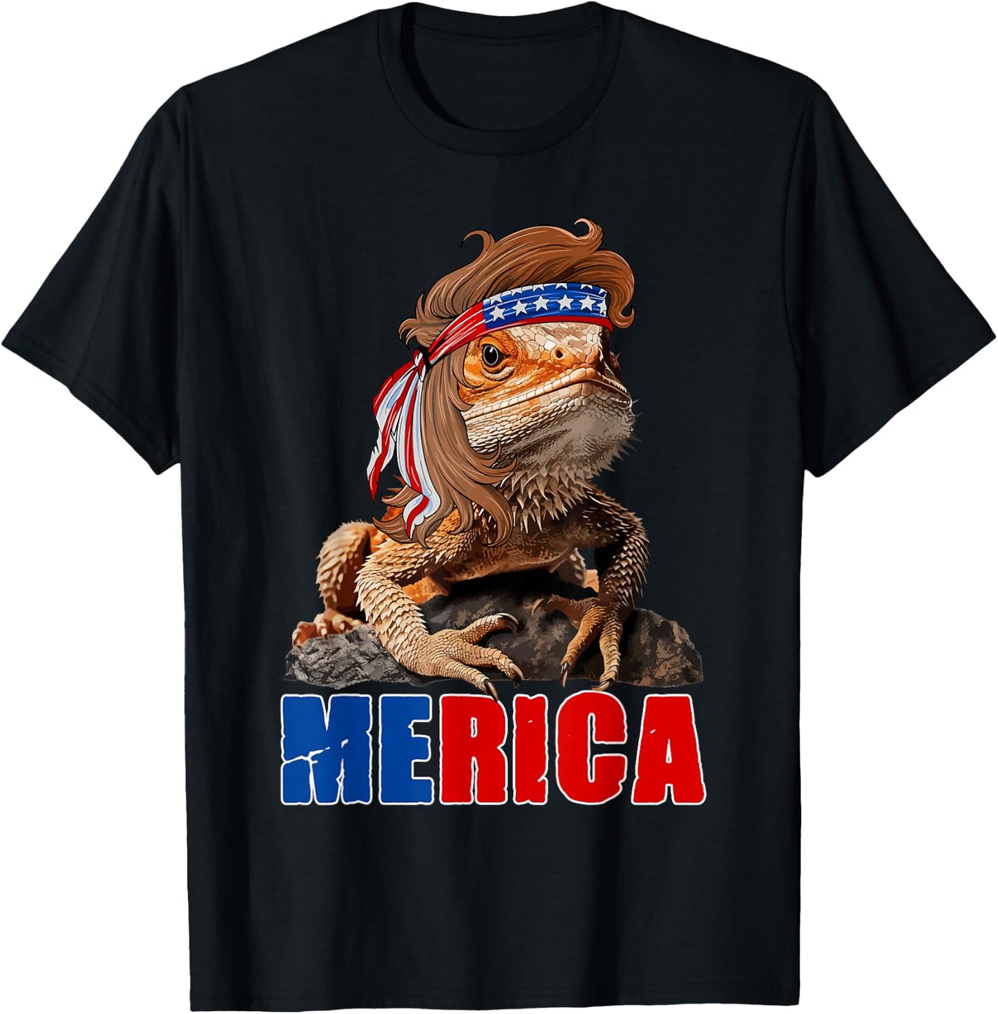 Merica Bearded Dragon USA Flag Independence Day 4th Of July Kids Men T-Shirt - T-Shirt | Black