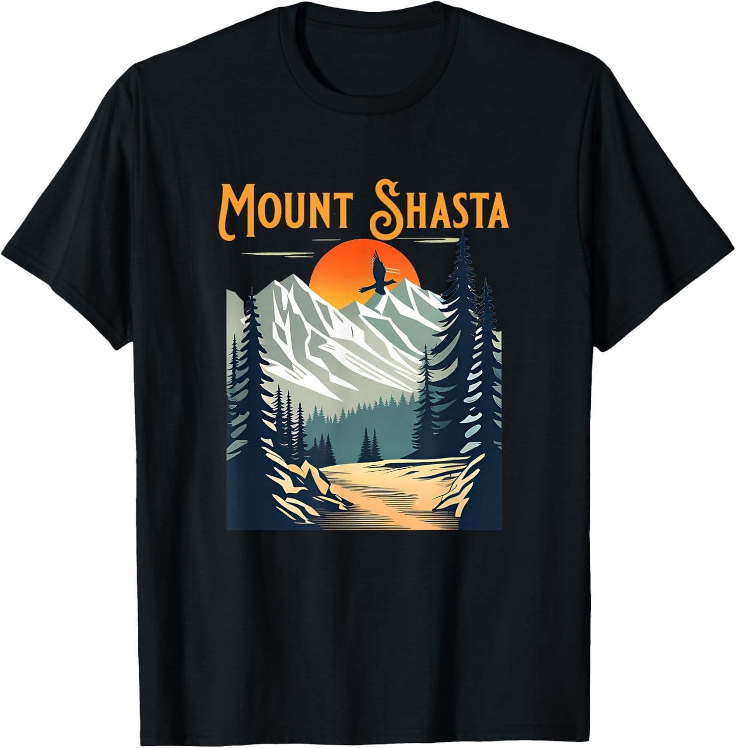 Vintage Mount Shasta Souvenir Hiking T-Shirt - T-Shirt | Black