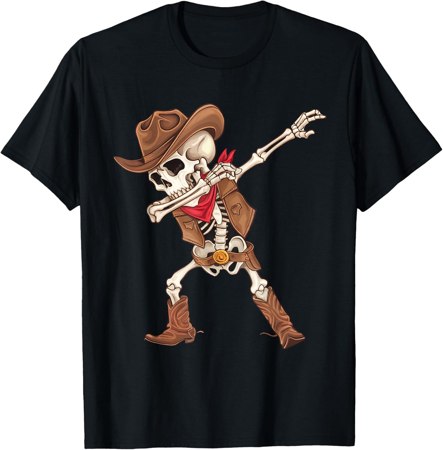 Dabbing Skeleton Cowboy Halloween Costume Boys Kids T-Shirt - T-Shirt | Black