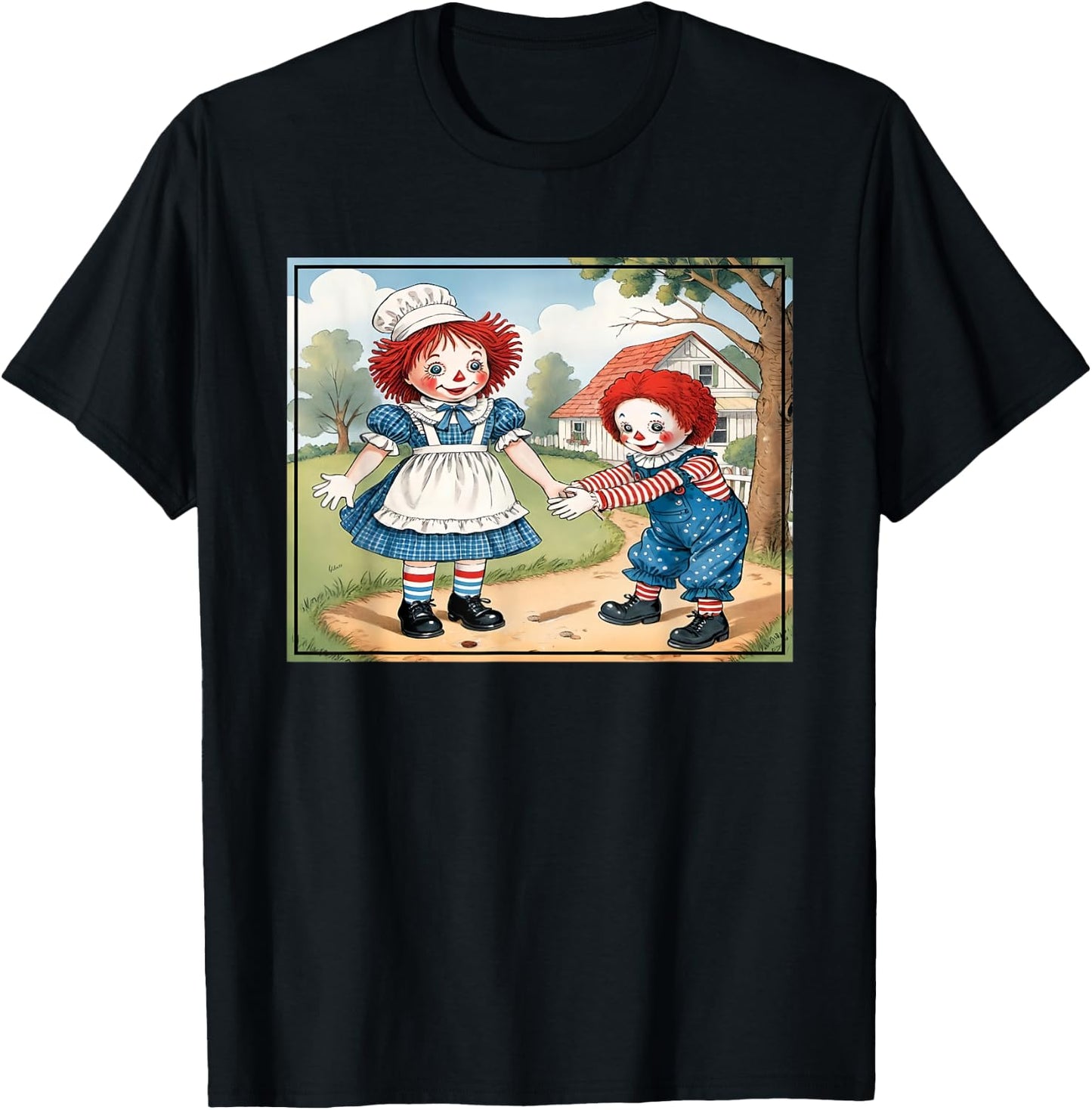 Raggedy Ann & Andy on The Farm T-Shirt - T-Shirt | Black