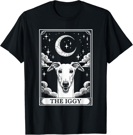 Tarot Card Vintage Crescent Moon Italian Greyhound Dog Mom T-Shirt - T-Shirt | Black