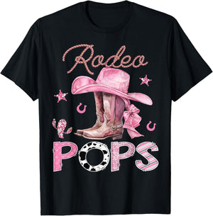 Rodeo Pops Pink Boots Coquette CowGirl Birthday Party T-Shirt - T-Shirt | Black