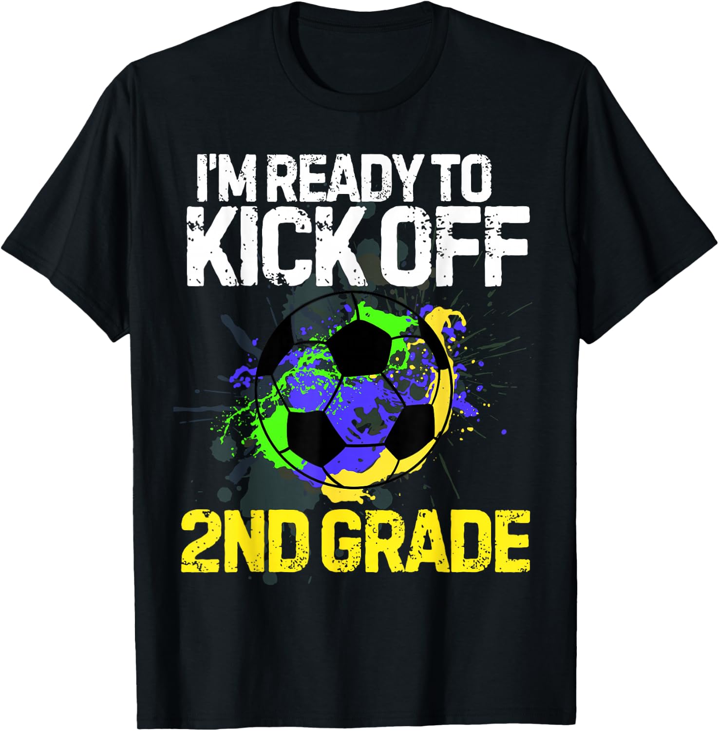 Funny Back To School Kick off 2nd grade Soccer Kids Boys T-Shirt - T-Shirt | Black
