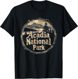 Acadia - US National Park Vintage Men Women Kids Retro T-Shirt - T-Shirt | Black