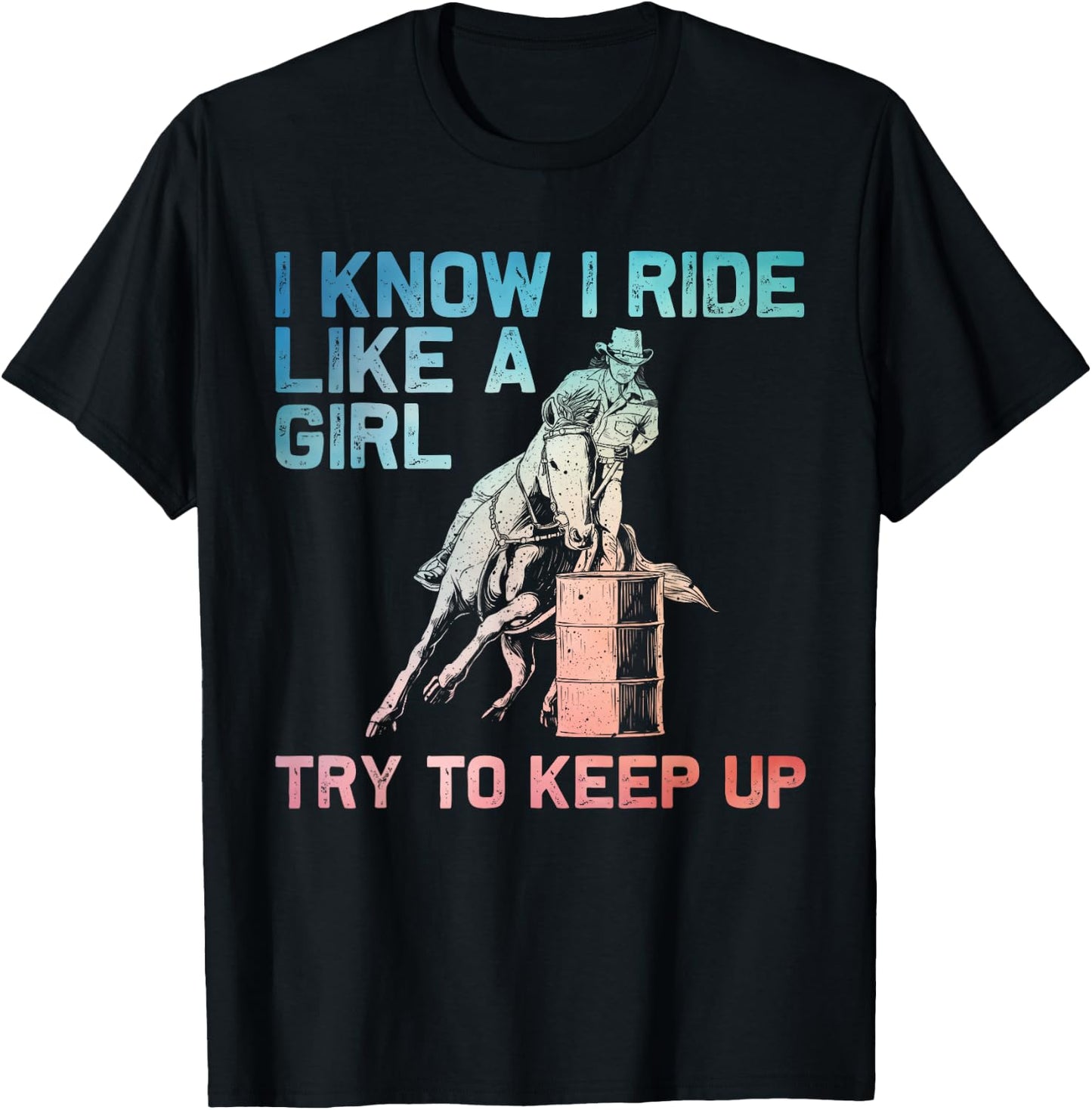 Barrel Racing Design Girls Cowgirl Barrel Racing T-Shirt - T-Shirt | Black