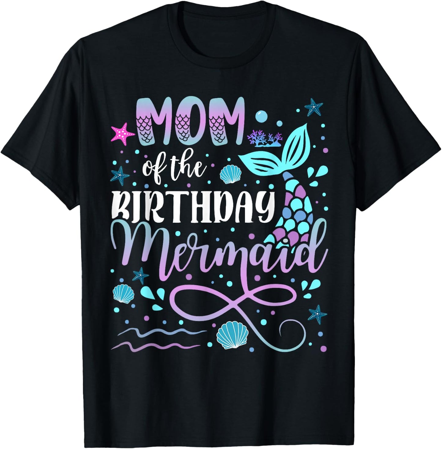 Mom And Dad Of The Birthday Mermaid Matching Family T-Shirt - T-Shirt | Black