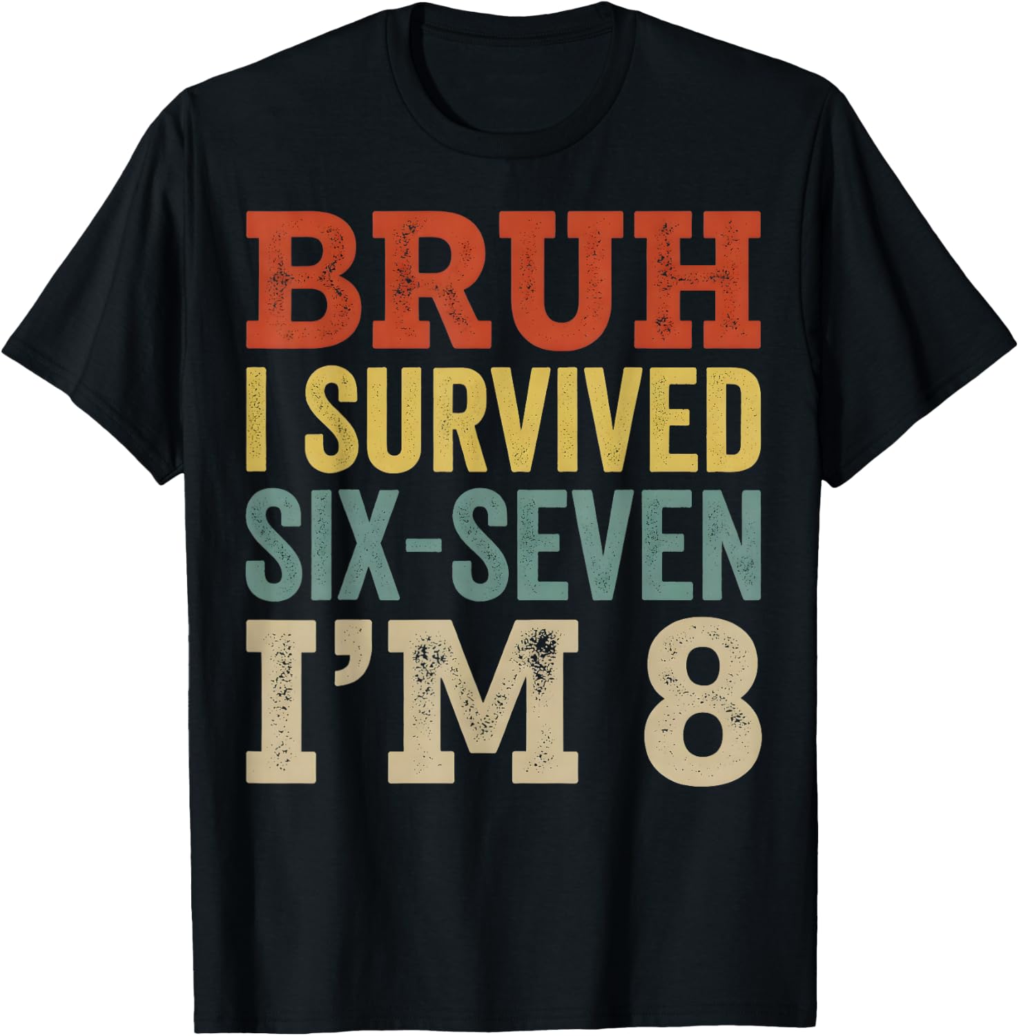 I`m 8 Year Old Six Seven Bruh 6 7 8th Birthday Boy Retro T-Shirt - T-Shirt | Black