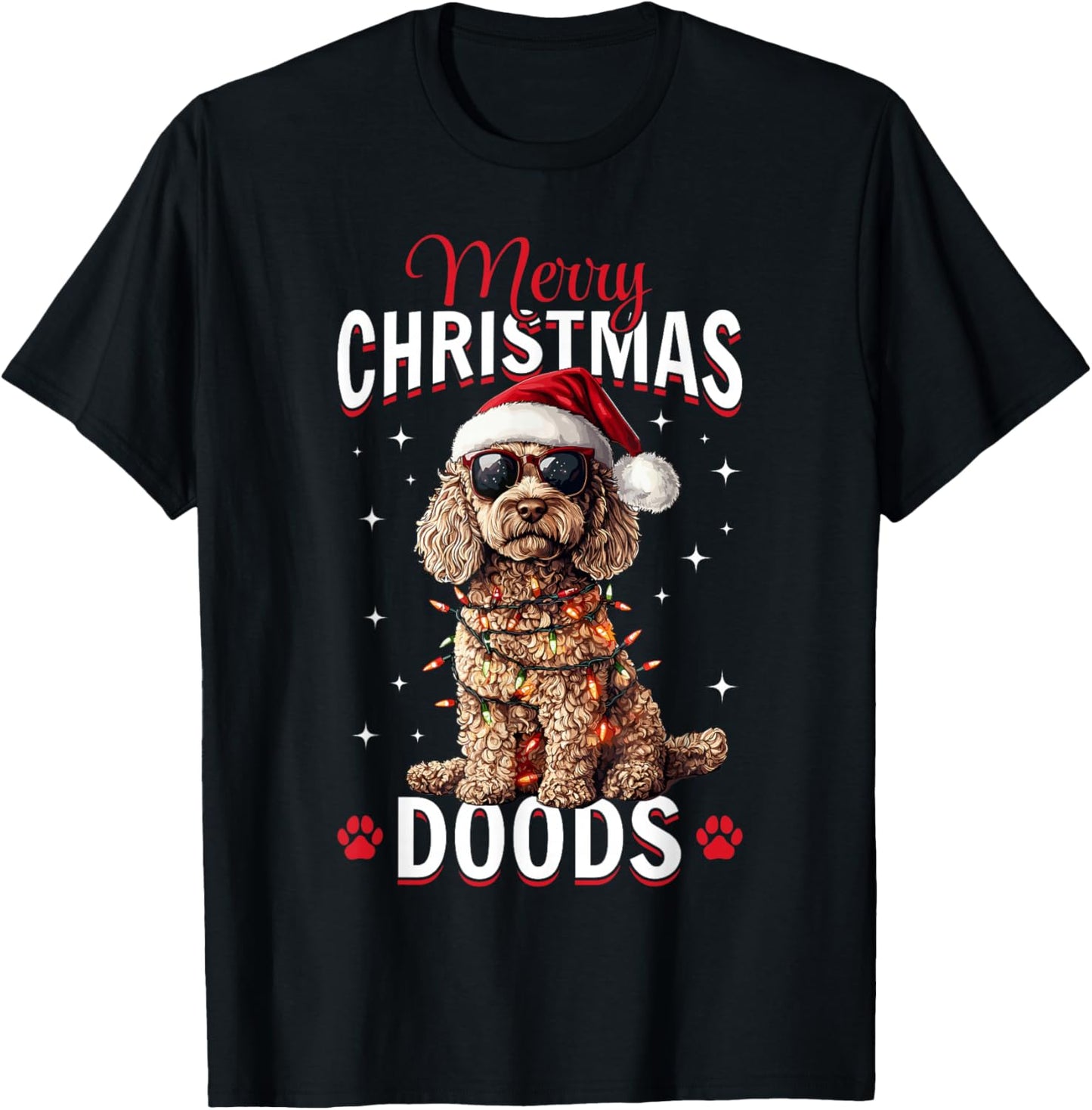 Goldendoodle Christmas Dog Breed Merry Christmas Doods T-Shirt - T-Shirt | Black