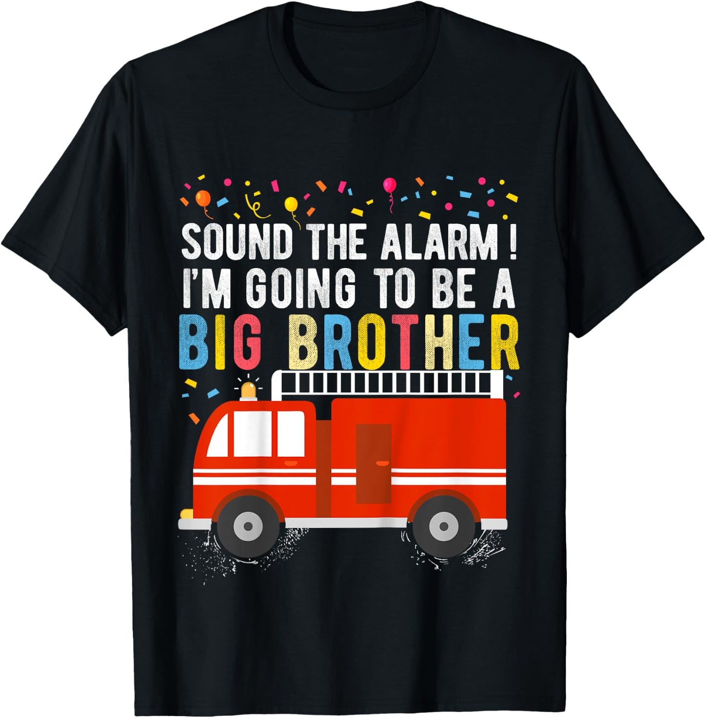 Kids Big Brother Fire Truck T-Shirt - T-Shirt | Black