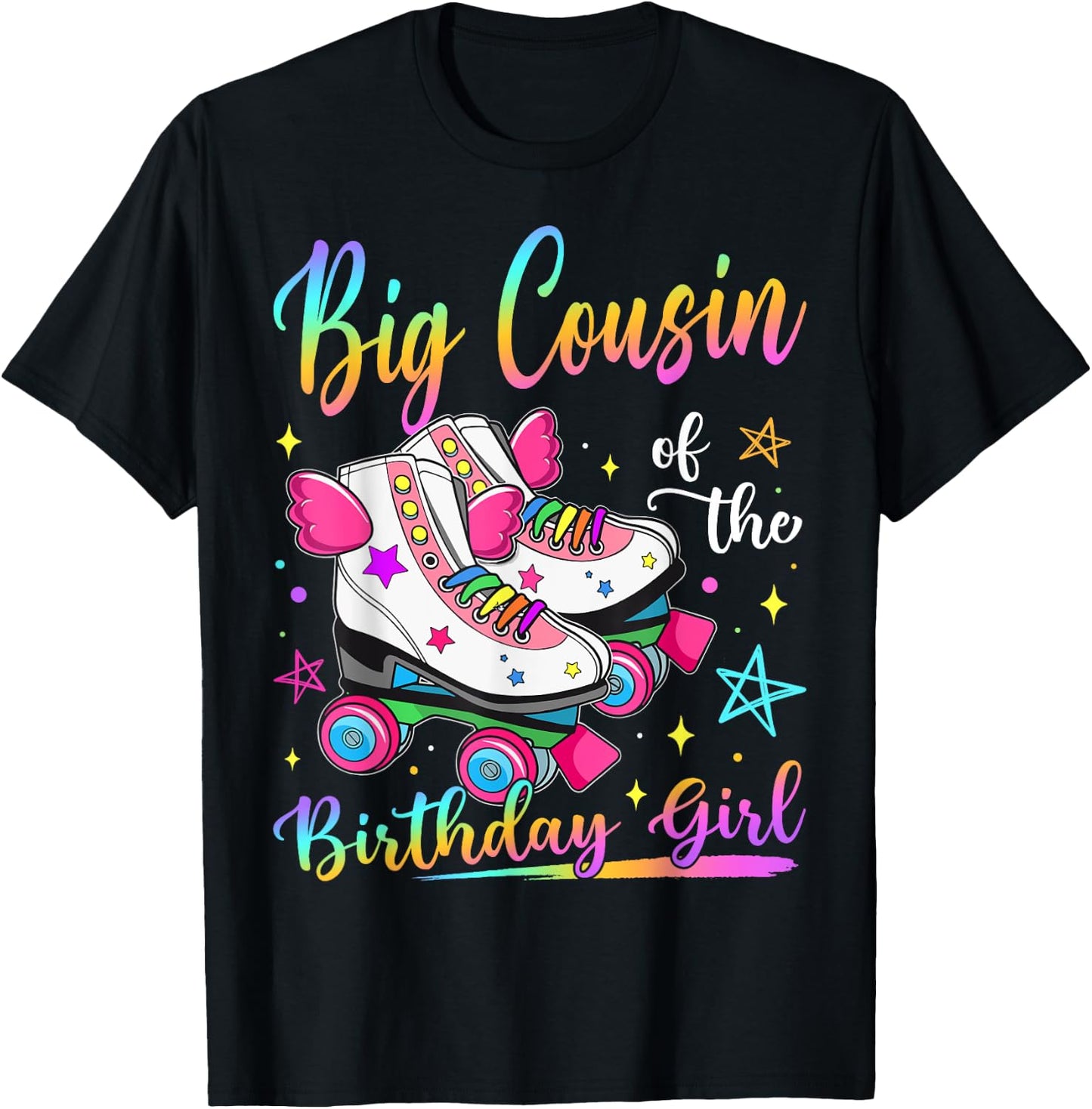 Big Cousin Of The Birthday Girl Rolling Skate Family T-Shirt - T-Shirt | Black