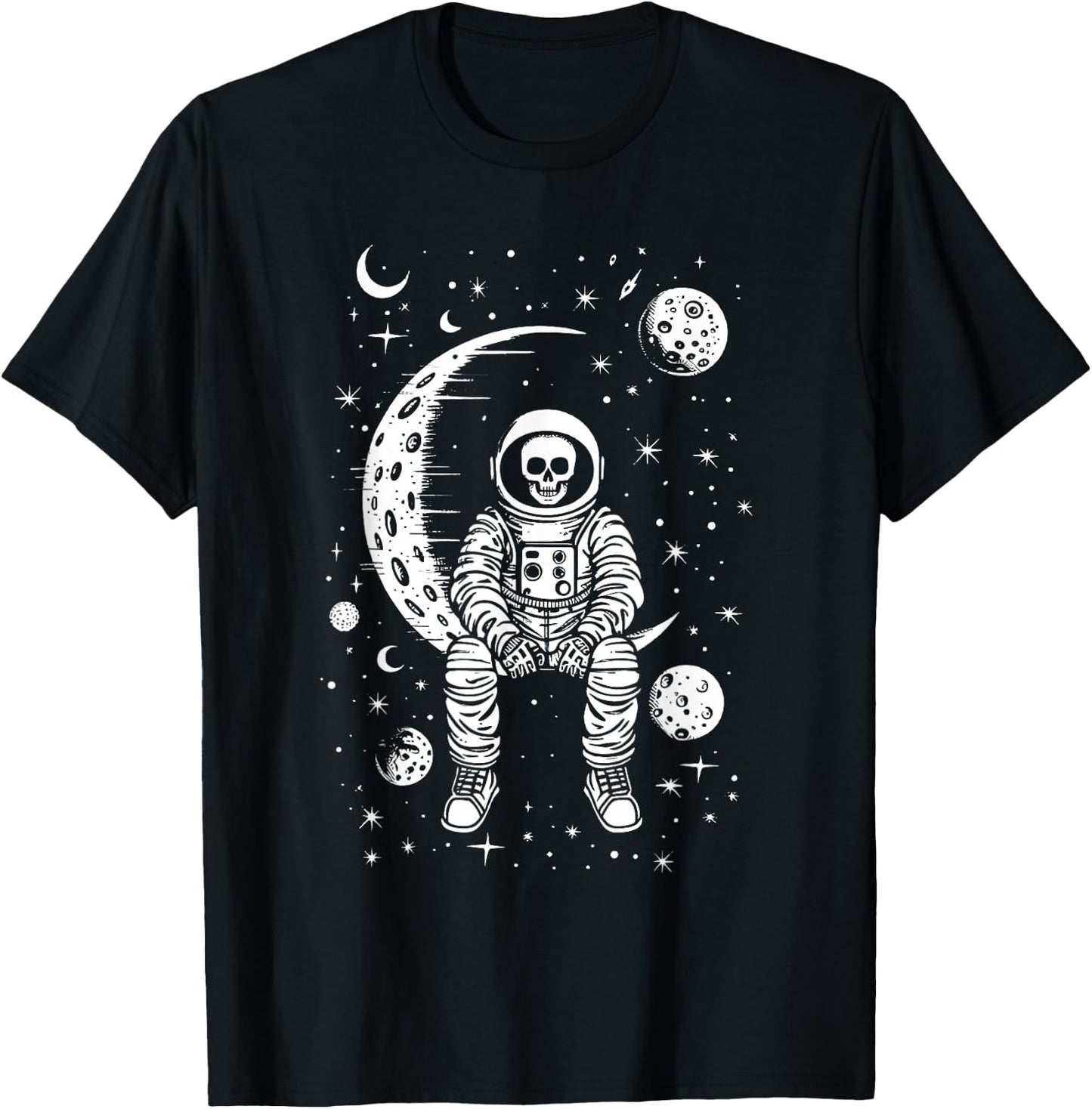 Skeleton Astronaut Halloween Costume Men Women Kids Boys T-Shirt - T-Shirt | Black