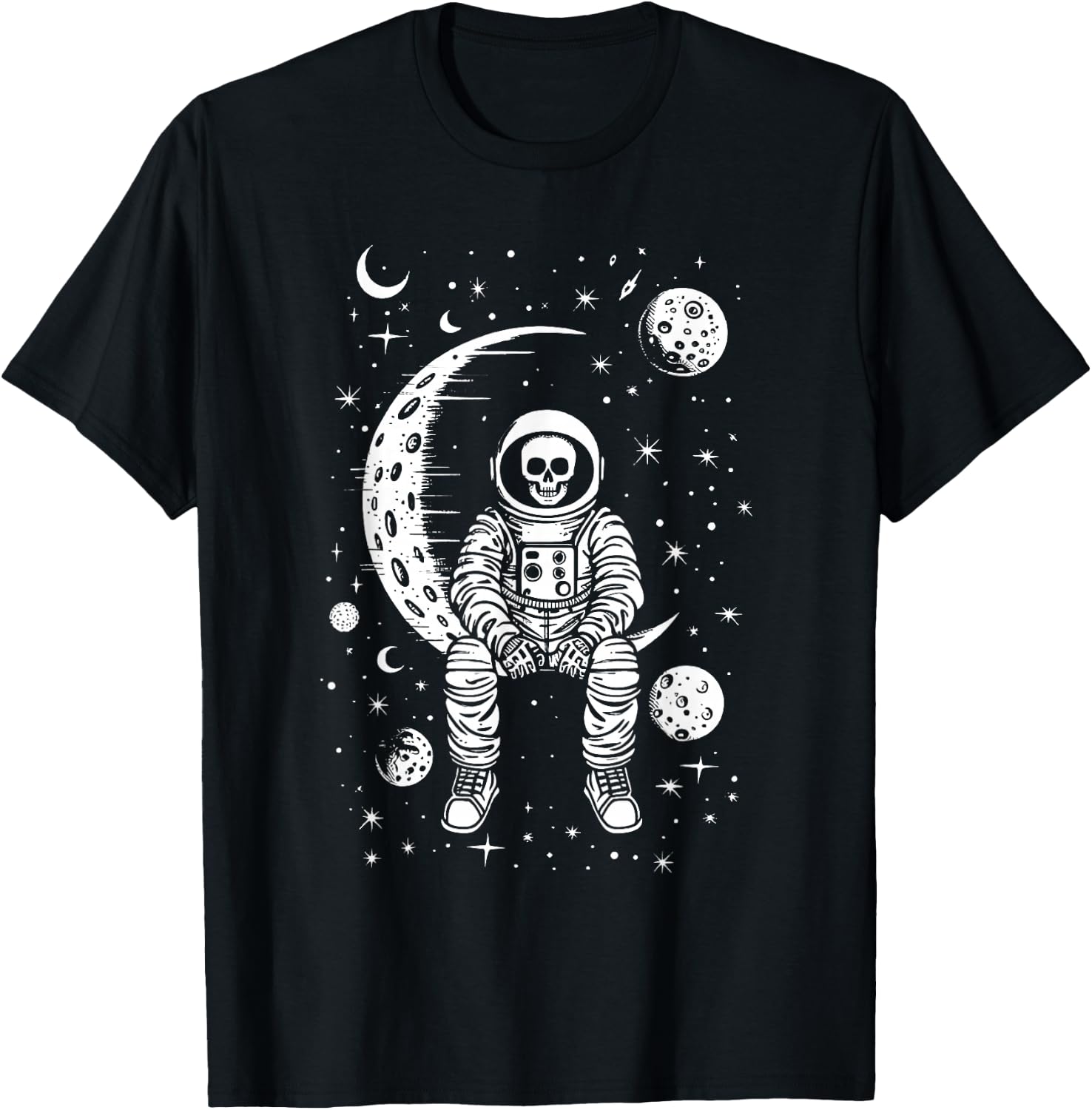 Skeleton Astronaut Halloween Costume Men Women Kids Boys T-Shirt - T-Shirt | Black