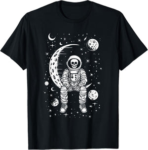 Skeleton Astronaut Halloween Costume Men Women Kids Boys T-Shirt - T-Shirt | Black