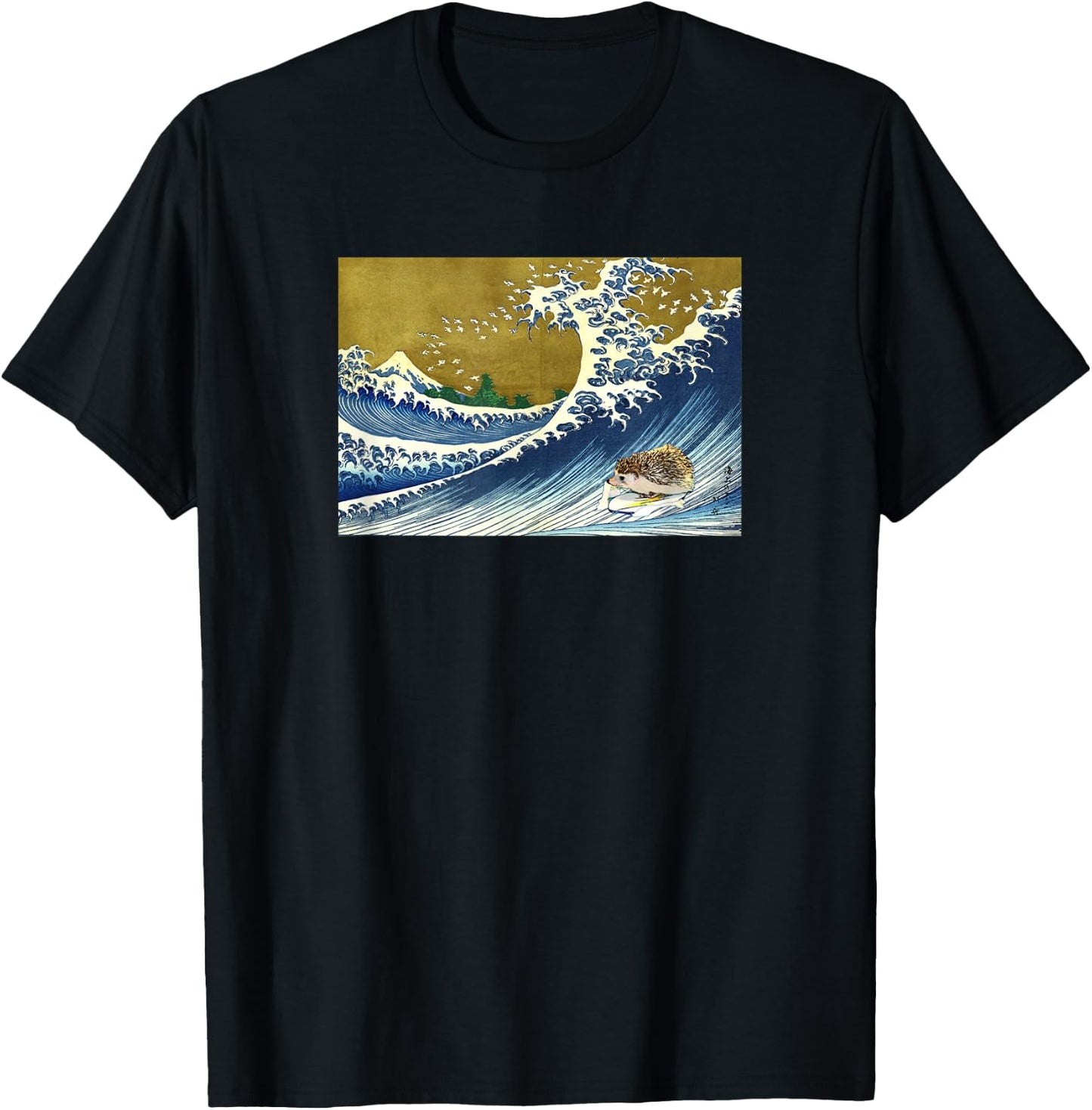 Japanese Surfing Hedgehog Art Shirt T-Shirt - T-Shirt | Black
