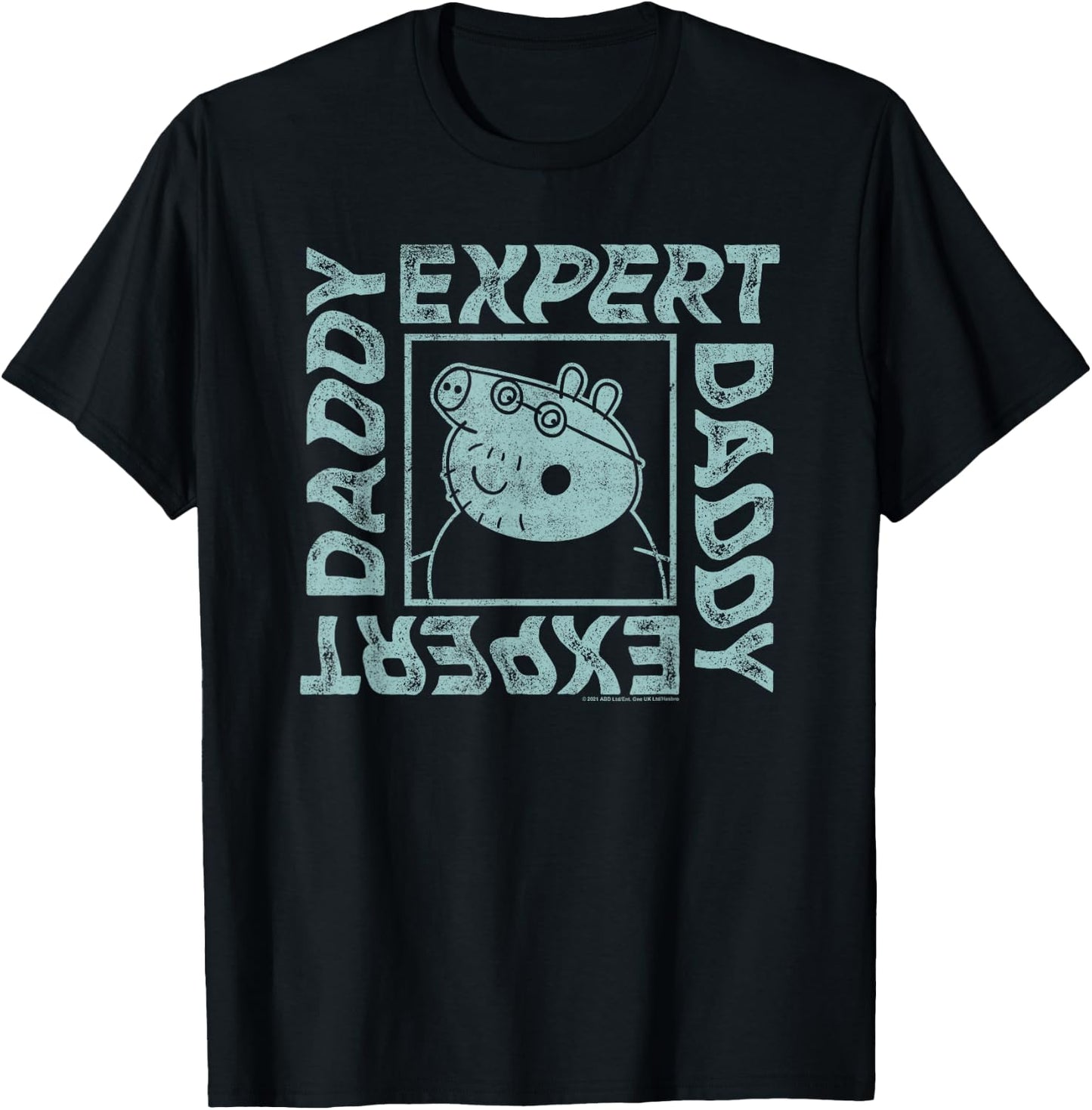Peppa Pig Father's Day Expert Daddy Vintage Faded Box Logo T-Shirt - T-Shirt | Black