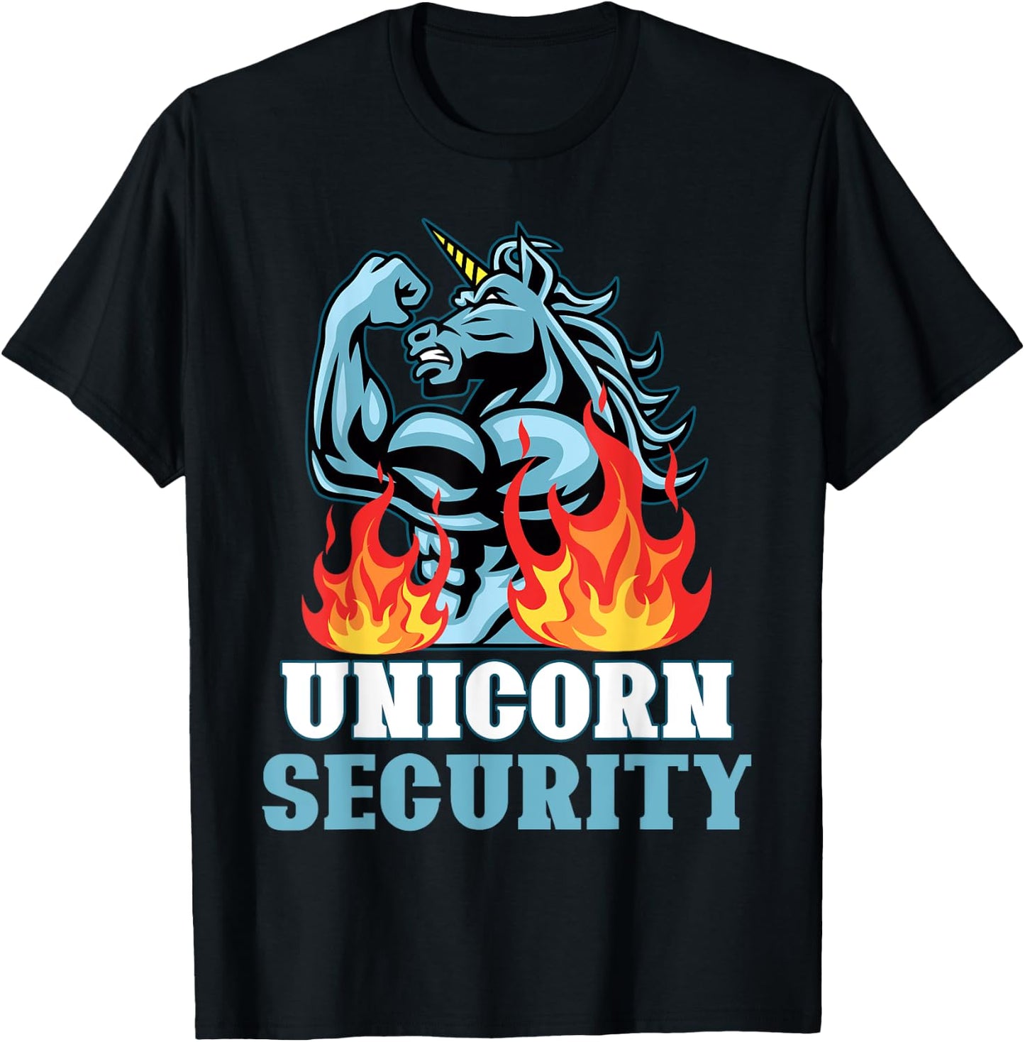 Unicorn Security Funny Unicorns Rainbow Lover Graphic T-Shirt - T-Shirt | Black