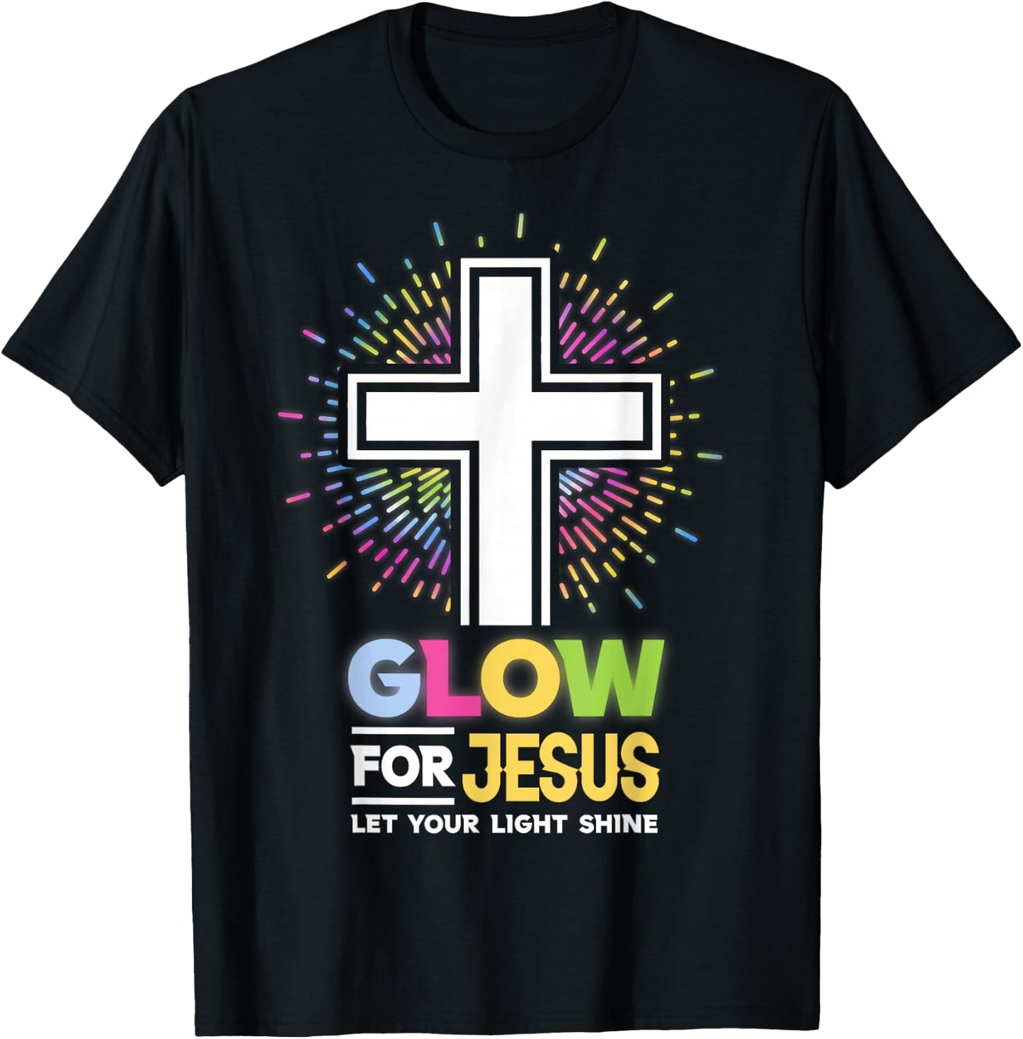 Glow for Jesus Christian Cross Jesus Christ Bible Lover T-Shirt - T-Shirt | Black