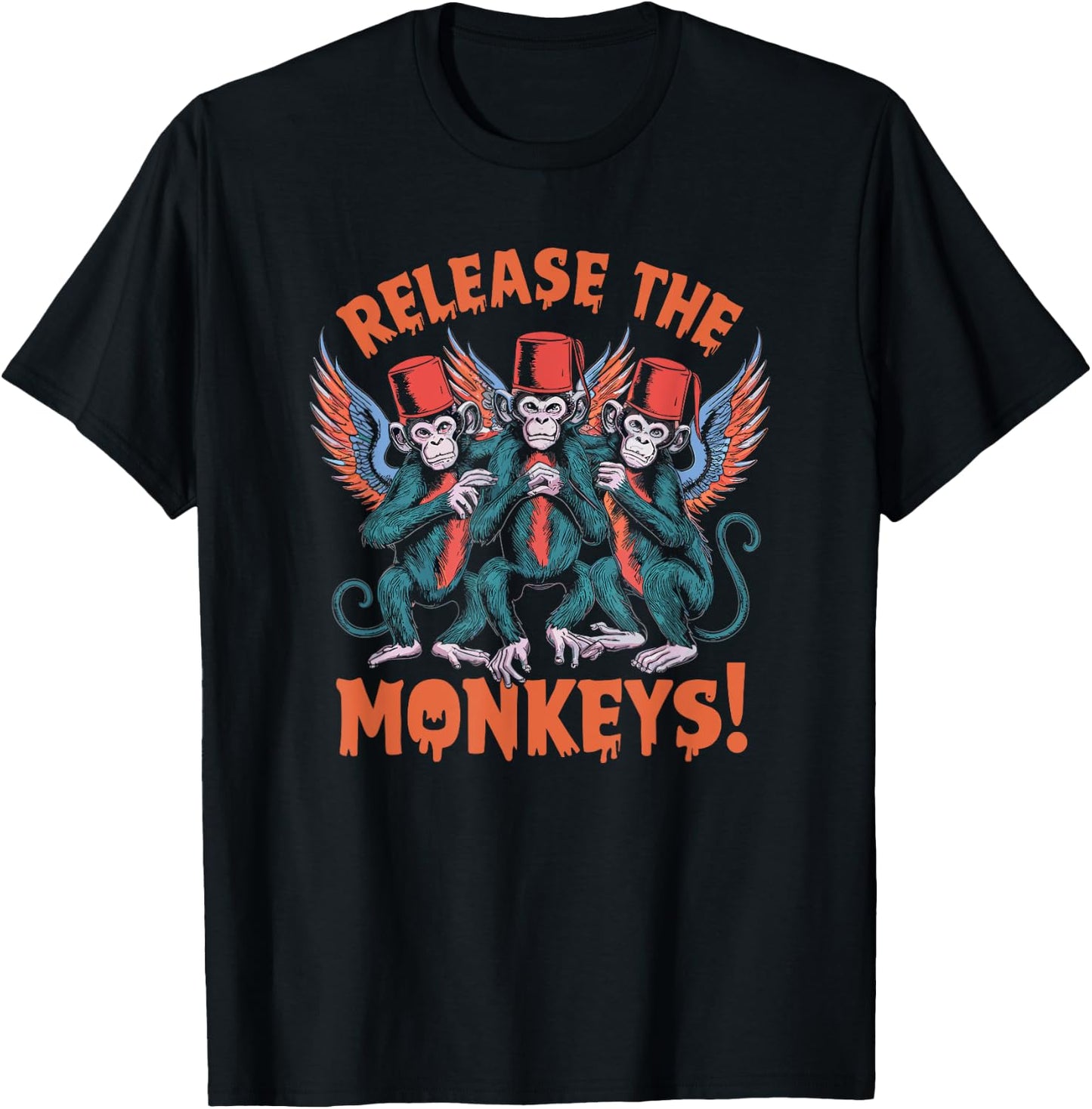 Release The Monkeys, Flying Monkeys Halloween T-Shirt - T-Shirt | Black