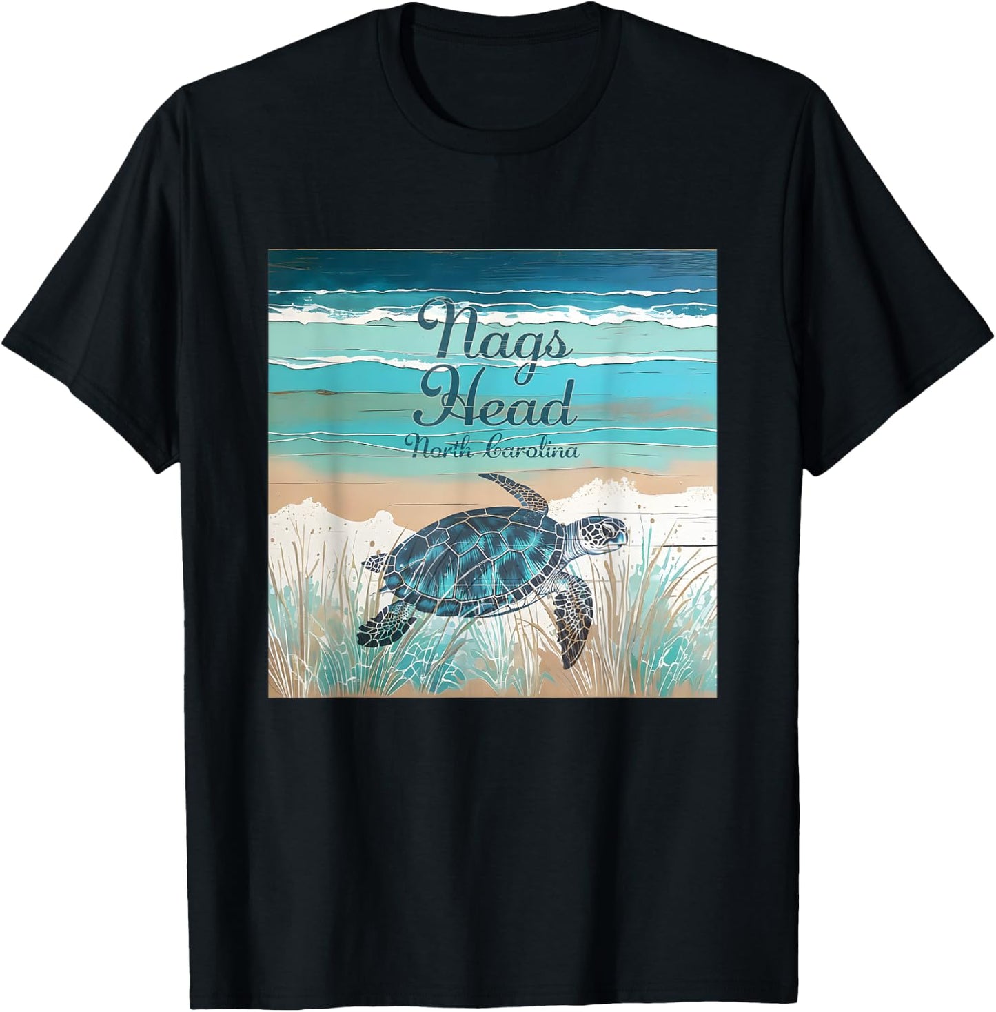 Nags Head OBX Outer Banks North Carolina Sea Turtle Beach T-Shirt - T-Shirt | Black