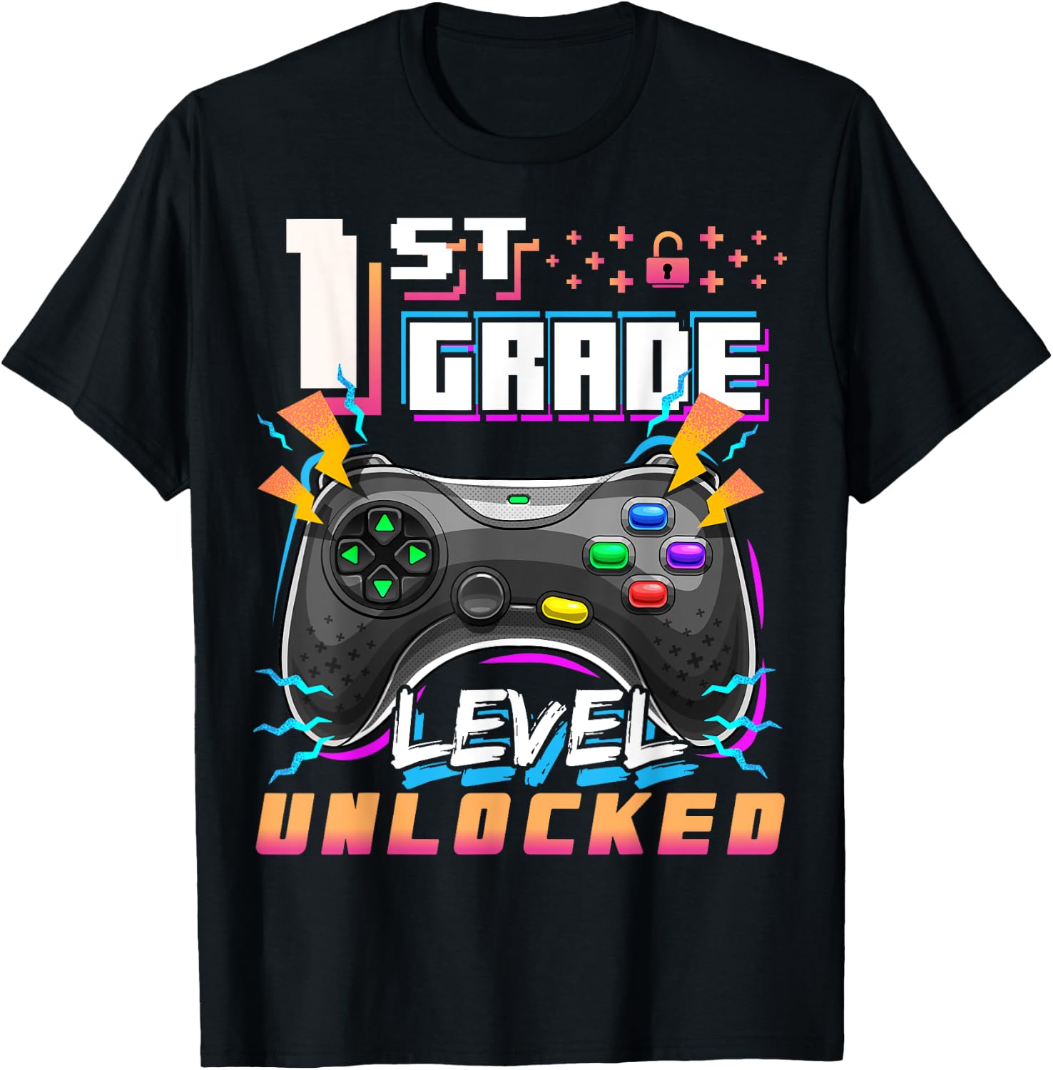 Back to School 1st Grade Boys Gamer First Day School Level T-Shirt - T-Shirt | Black