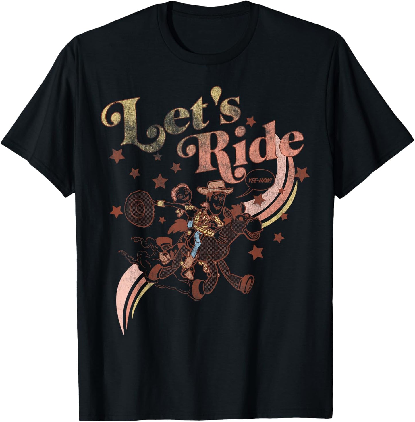 Disney Pixar Toy Story Jessie & Woody Let's Ride Gradient T-Shirt - T-Shirt | Black