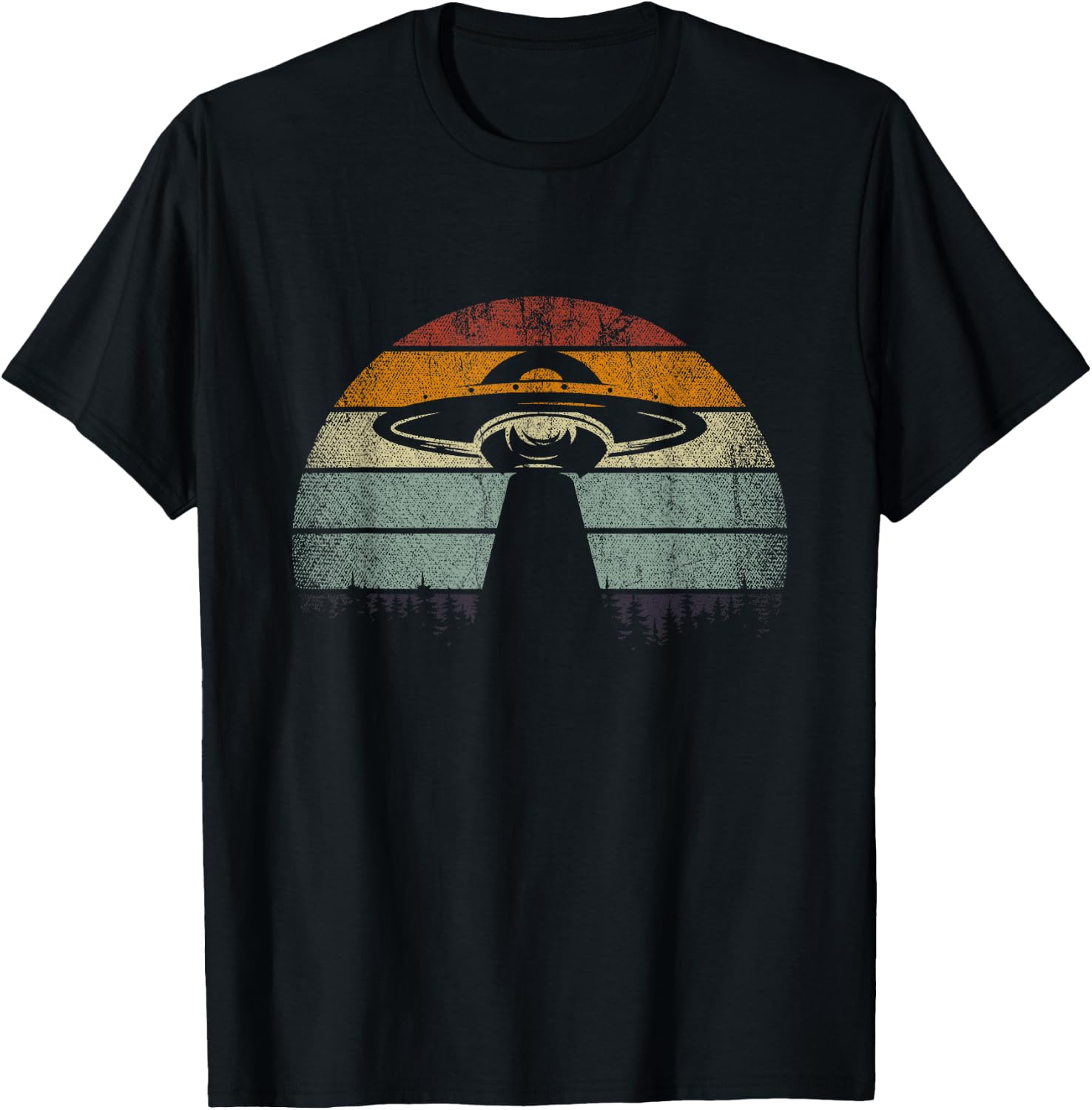 Retro UFO Alien T-Shirt - T-Shirt | Black