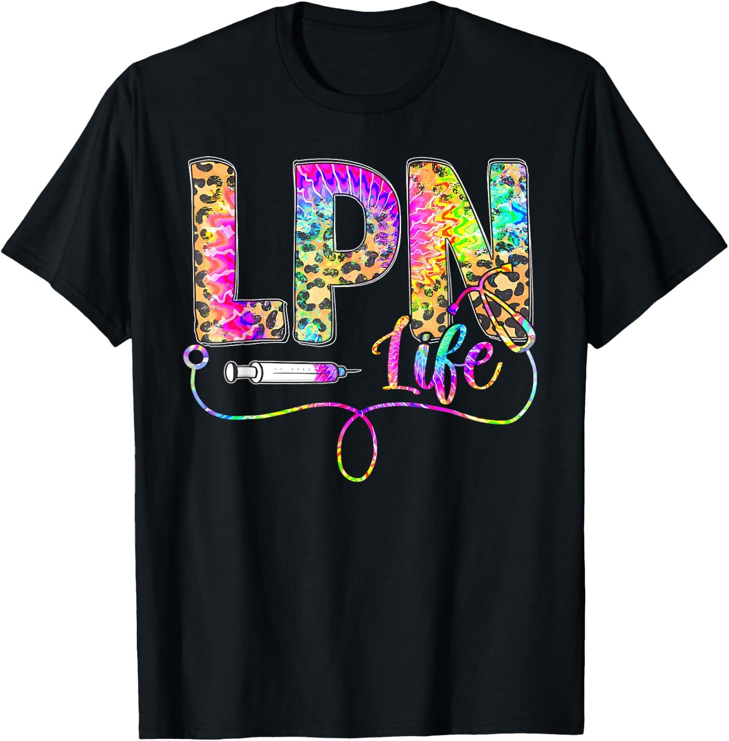 Leopard Tie Dye LPN Life Nurse Squad Nurse Women T-Shirt - T-Shirt | Black