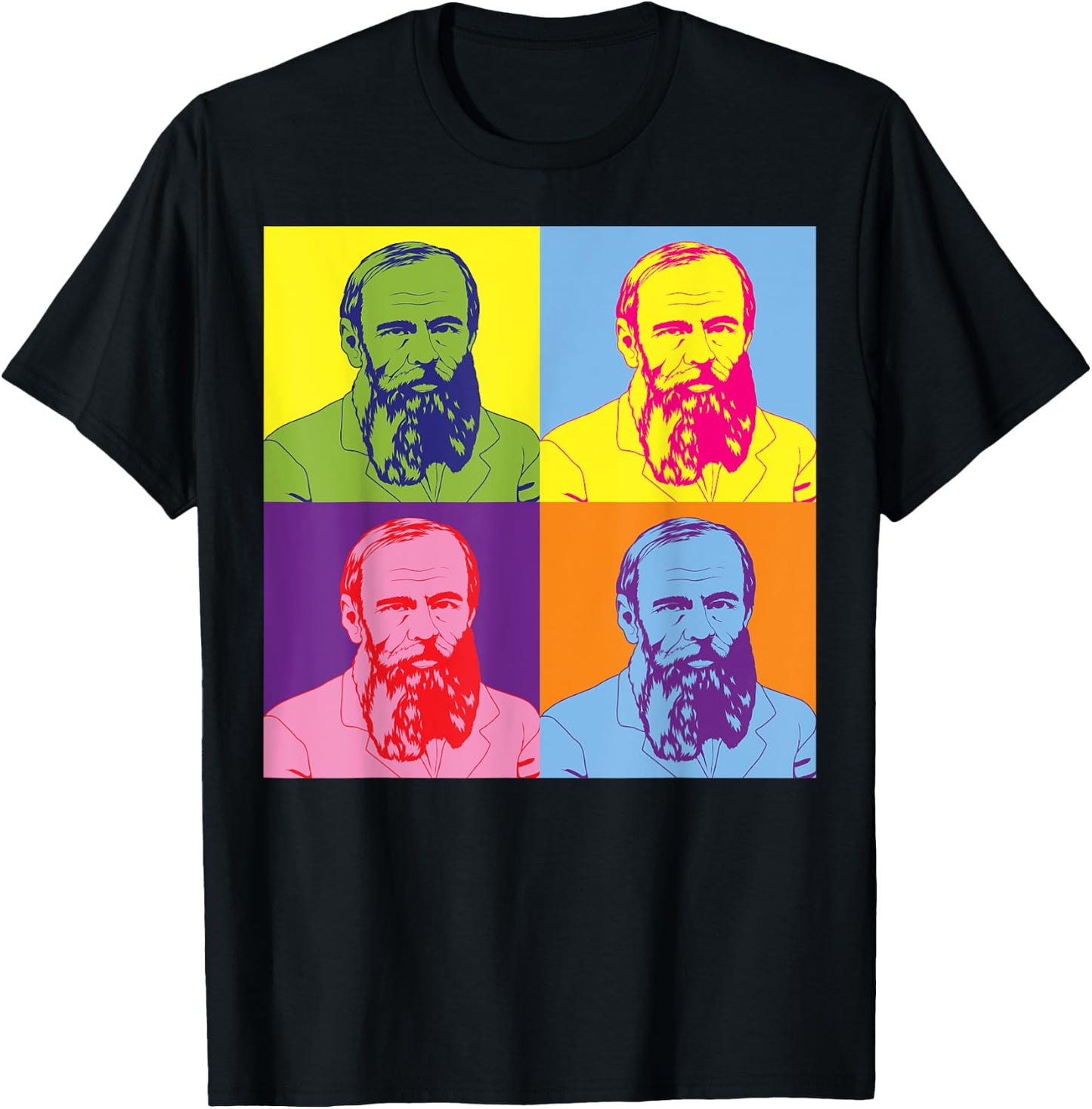 Russian Writer Pop Art Fyodor Dostoevsky T-Shirt - T-Shirt | Black