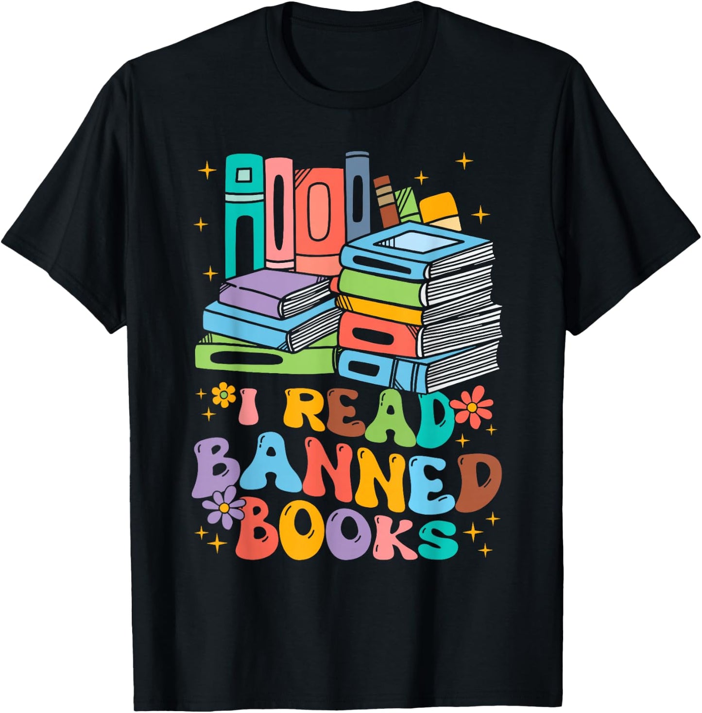 Vintage Retro I Read Banned Books Funny Book Lover Bookworm T-Shirt - T-Shirt | Black